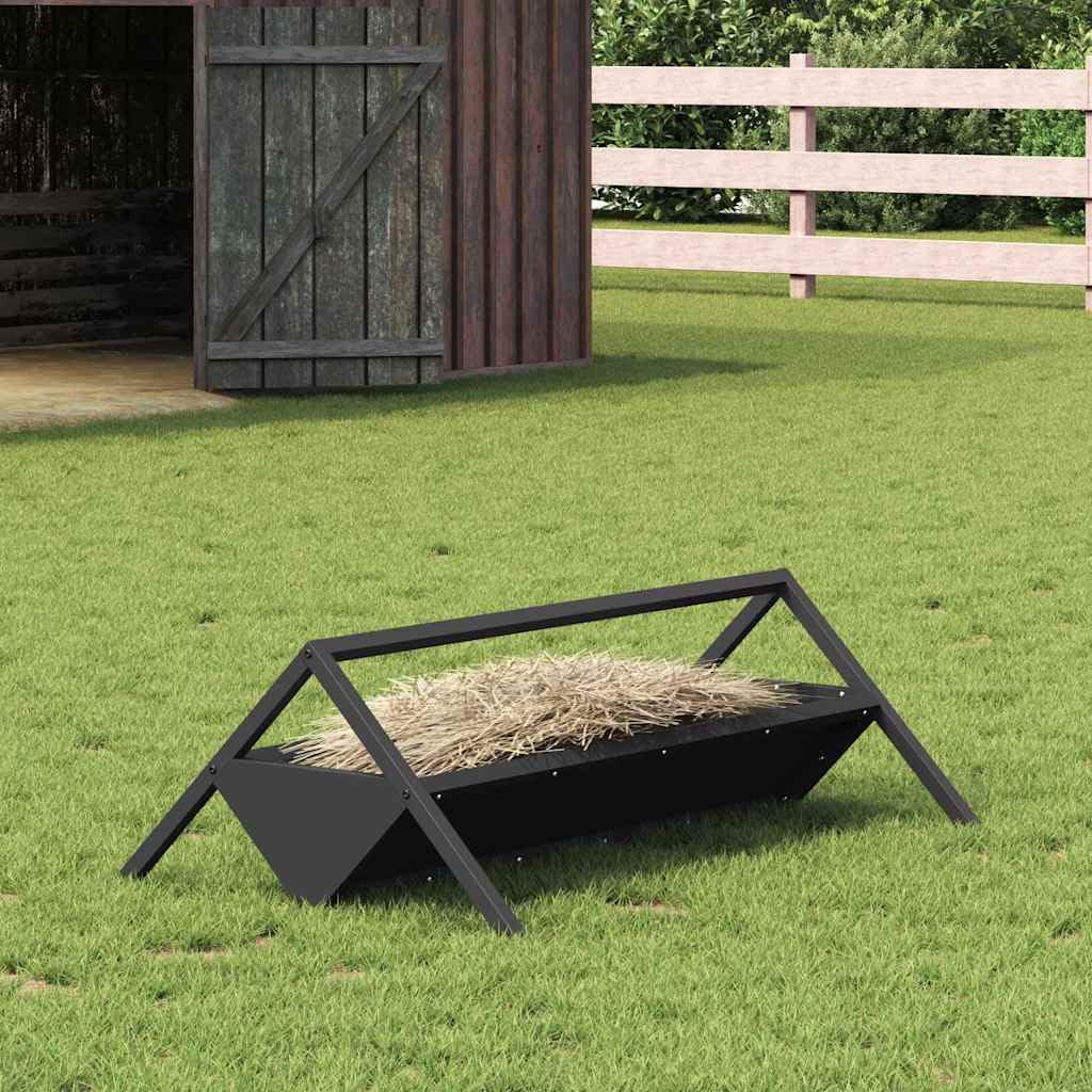 vidaXL Abrevadero para Ganado Negro 111 x 76 x 38 cm, Comedero para Animales, Acero, Resistente, Ideal para Exteriores, jardín y Granja, ¡una solución versátil