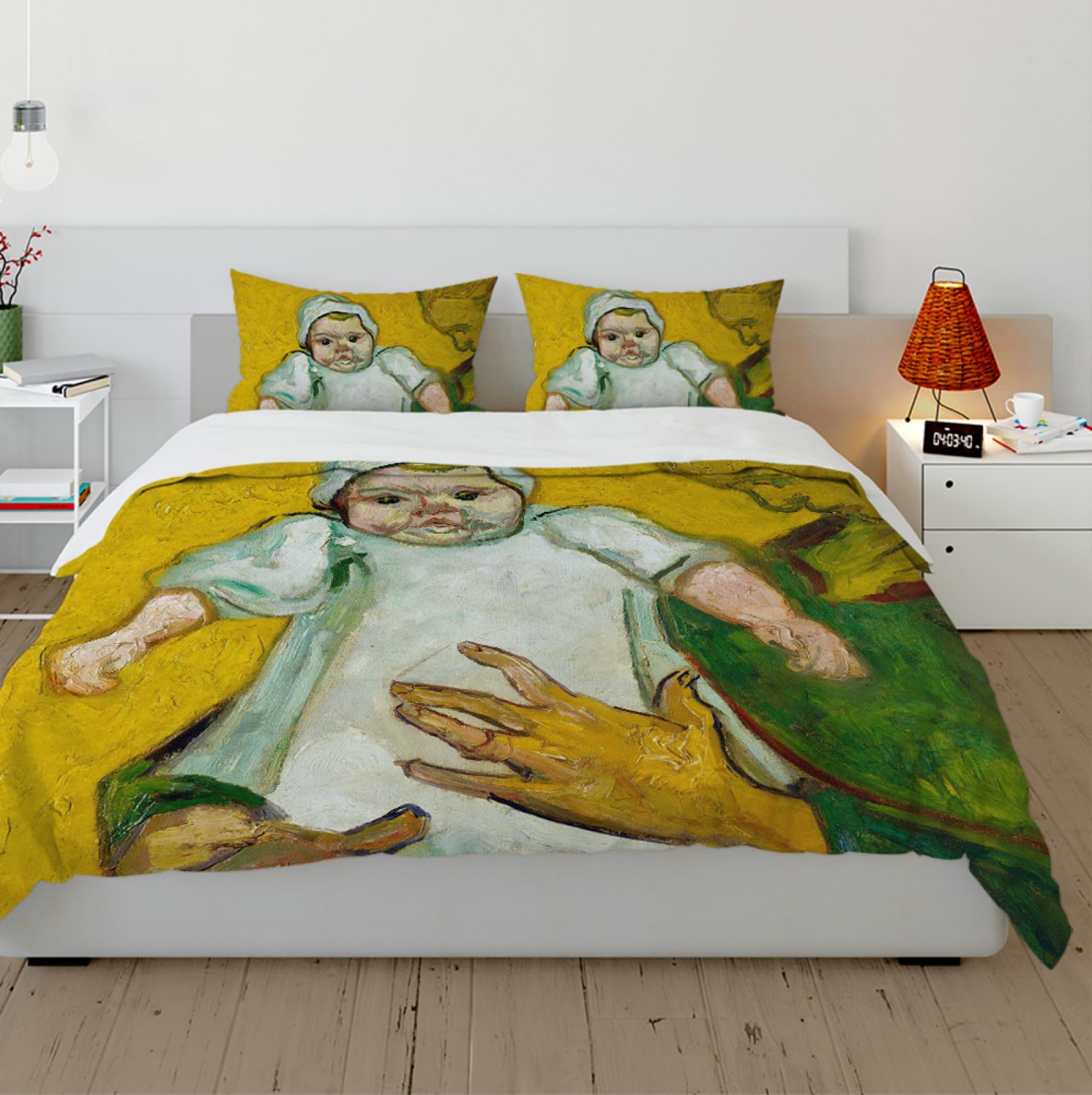 Juego de Funda de edredón con diseño estético de bebé Funda de edredón con 2 Fundas de Almohada Verde y Amarillo Suave para Adultos y niños 3 Piezas 200x220 cm
