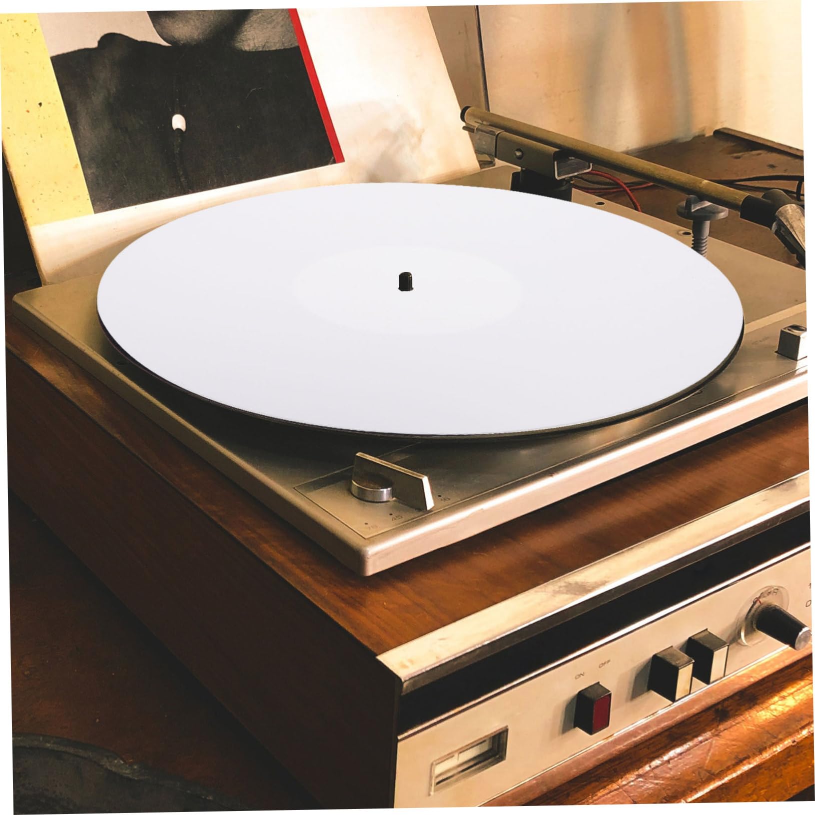 Tappetino in Acrilico per Giradischi Pad Protettivo per Dischi in Vinile Antistatico e Stabilizzante per Lettori Audio e Fonografi Bianco Elegante