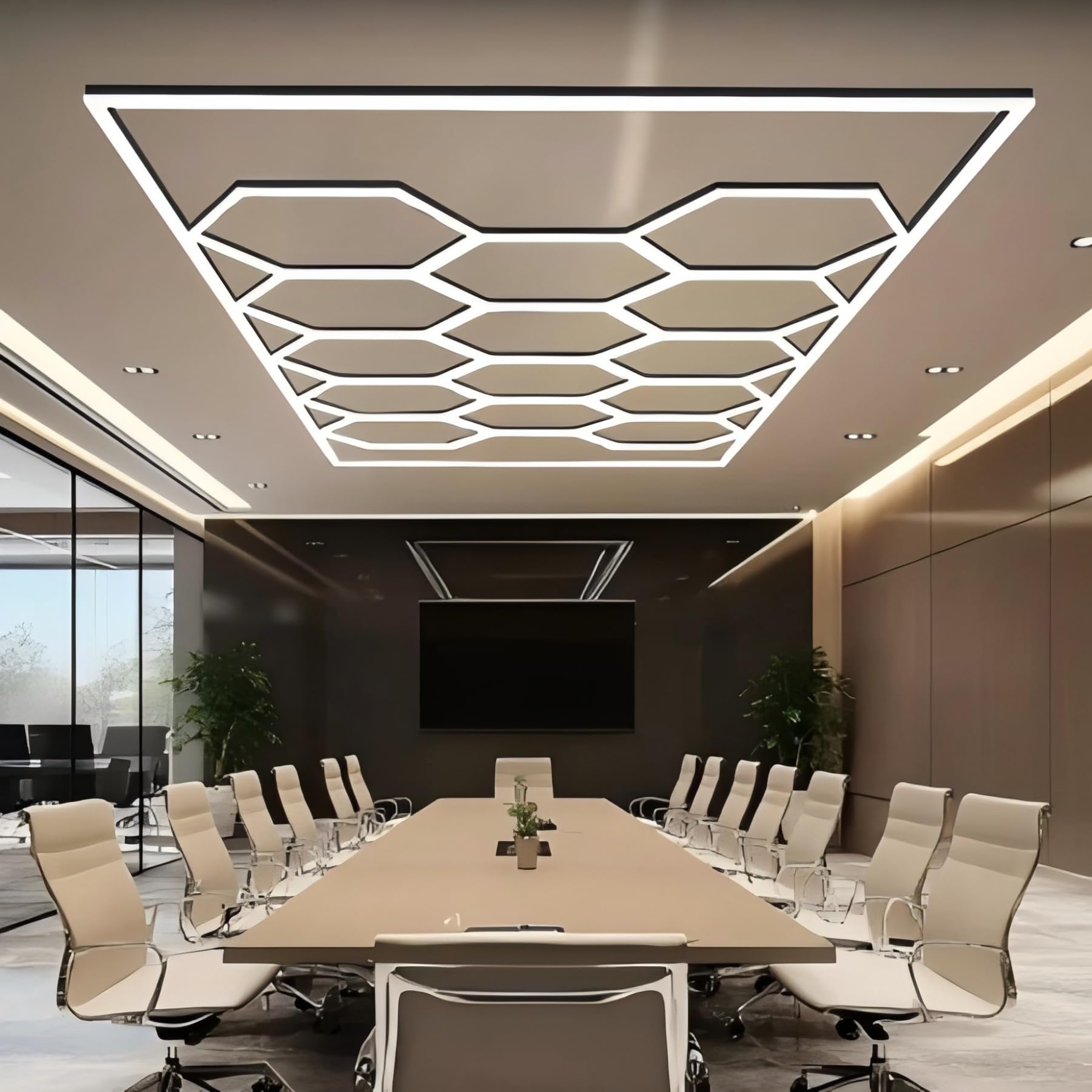 Led Hexagonal, Hexagon Led Garage, 81pcs Luces de Tubo, 672W 6500K Luces LED de Techo Conectables para Taller, Garaje, Almacén, Gimnasio, Sala de Lavado para el Cuidado del Automóvil, 14 HEX con Marco
