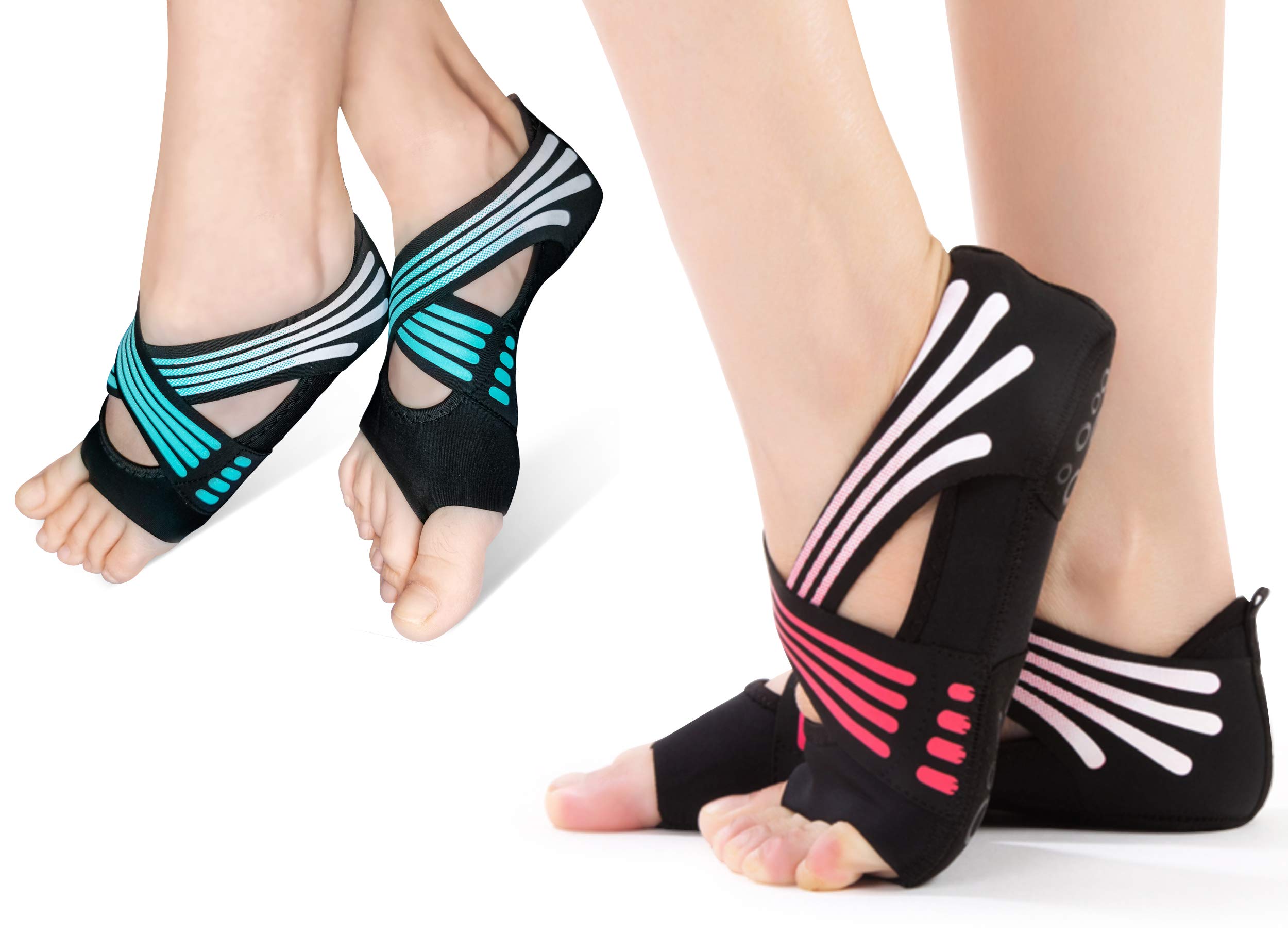 TOELESS GRIP YOGA SHOES FOR WOMEN,NON SLIP PILATES SHOES WRAP SOCKS WITH STRAP SUPPORT CONVENIENT FOR PILATES, BARRE,BALLET, DANCING,GYMNASTIC,YOGA MARTIAL ART