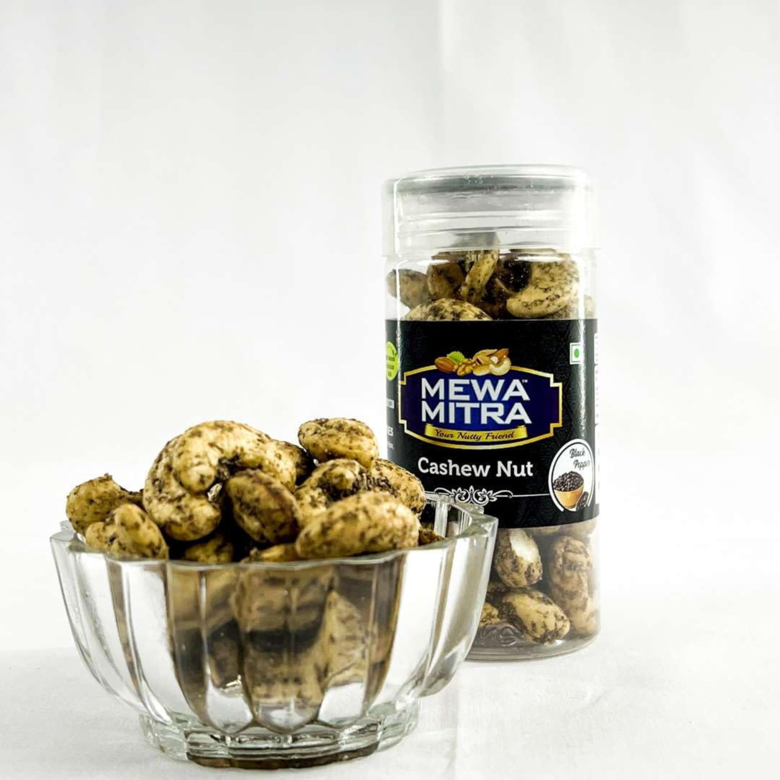 MEWA MITRA W210 Cashews - Black Pepper Flavour | Crunchy Kaju Snack | Plant-Based Protein, Gluten-Free | Spiced Nut Value Pack (100g, Pack of 3) 3