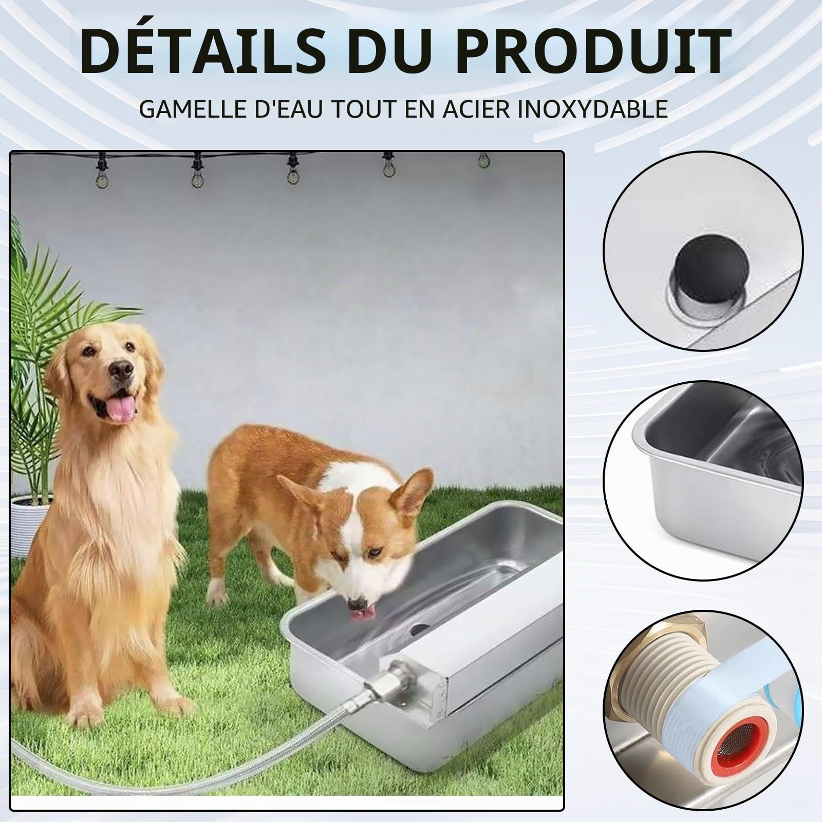 Abreuvoir Automatique pour Chien, 6L Distributeur Automatique d'eau avec Valve à Flotteur Abreuvoir ExtéRieur Mangeoires De Bétail Kits D'Abreuvement pour Volailles pour ChèVre, Moutons, Chiens