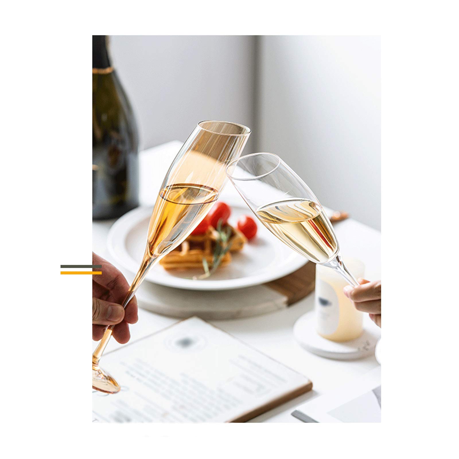 Flûtes à Champagne Verre à champagne biseauté haut de gamme créatif en cristal, flûtes à champagne en verre soufflé à la main - fabriquées à la main par des artisans, 6 pièces 180 ml. Coupes à Champag