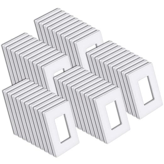 [50 Pack] BESTTEN 1-Gang Screwless Wall Plate, USWP6 Snow White Series, Decorator Outlet Cover, H4.69? x W2.91?, for Light Switch, Dimmer, GFCI, USB Receptacle