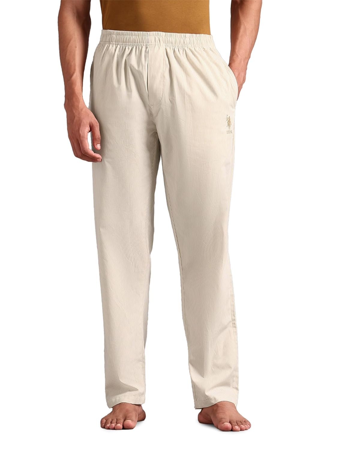 U.S. POLO ASSN. Mens Pure Cotton Striped LP004 Lounge Pants