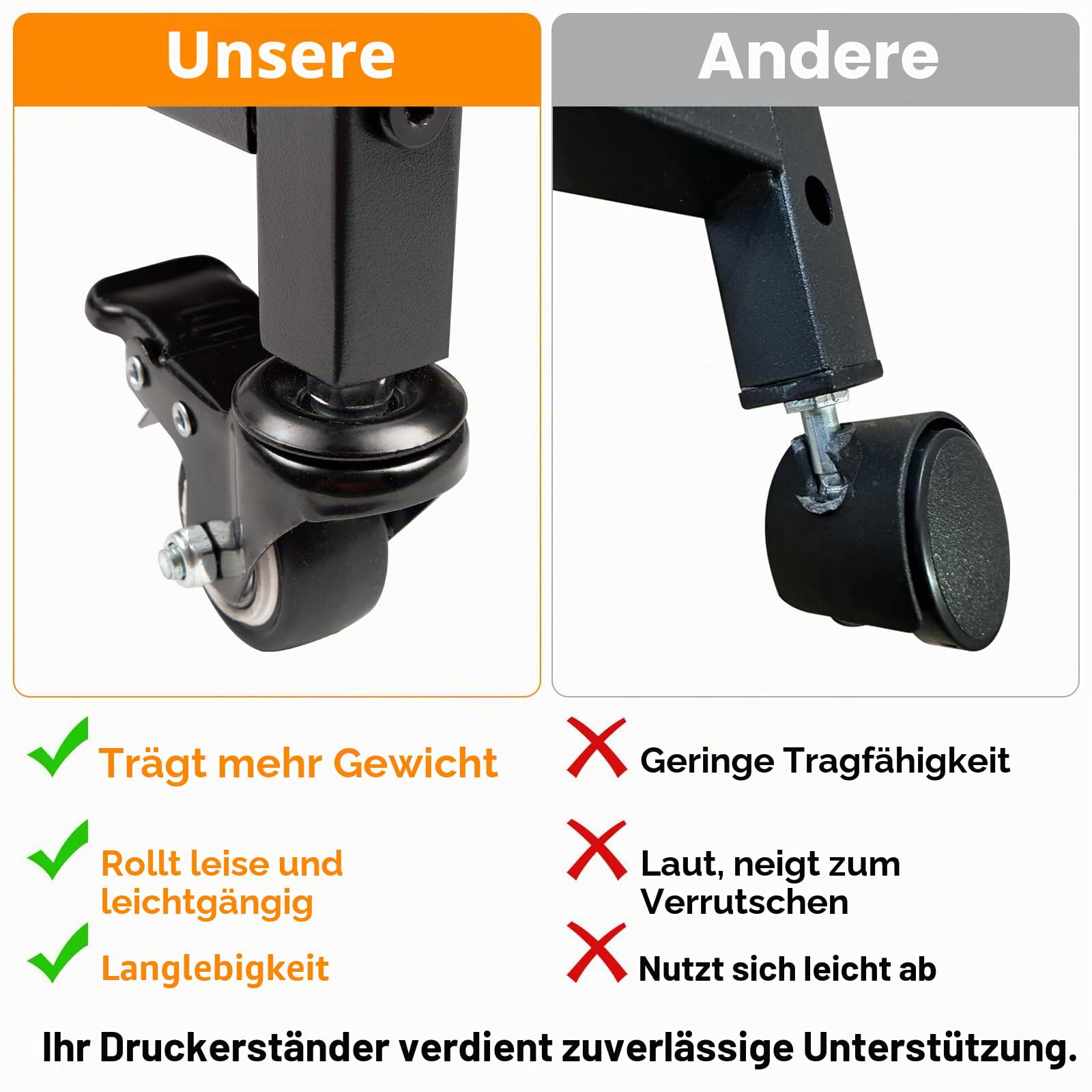 THMINS Großer Untertisch-Druckerständer, 2-stöckiger Druckerwagen mit robusten Metallrädern und Verstellbarer Ablage, 50,8 cm tief, Ahorn