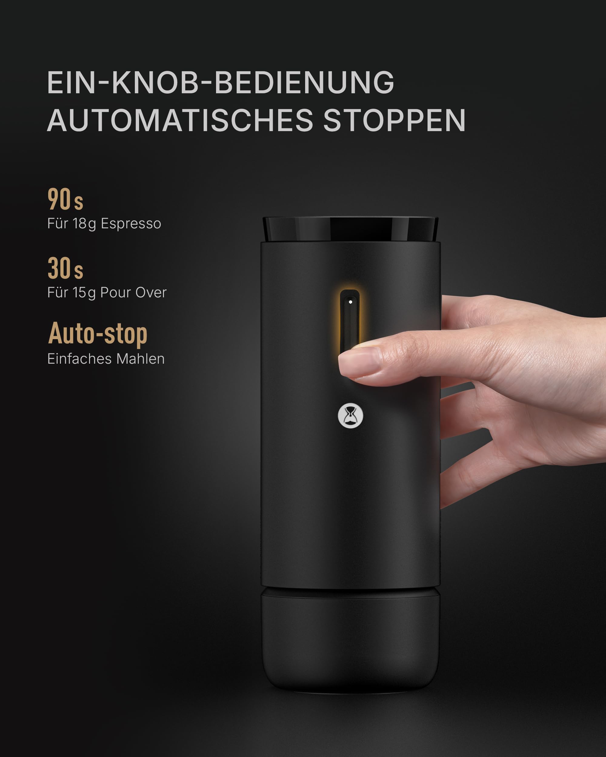 TIMEMORE Macinacaffè Elettrico Whirly 01S, Conico 30 Livelli, Corpo in Metallo, Arresto Automatico & Anti‑Blocco, Portatile per Espresso/Pour‑Over/French Press/Moka