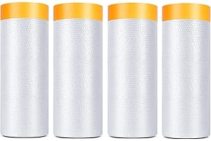 5-Roll Pre-Taped Masking Film: Premium Plastic Tape Rolls for Paint Protection