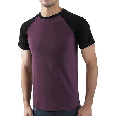 HARBETH Men's Vintage Slim Fit Soft Raglan Short Sleeve Active Running Hiking Baseball T Shirts V.Purple/Black L