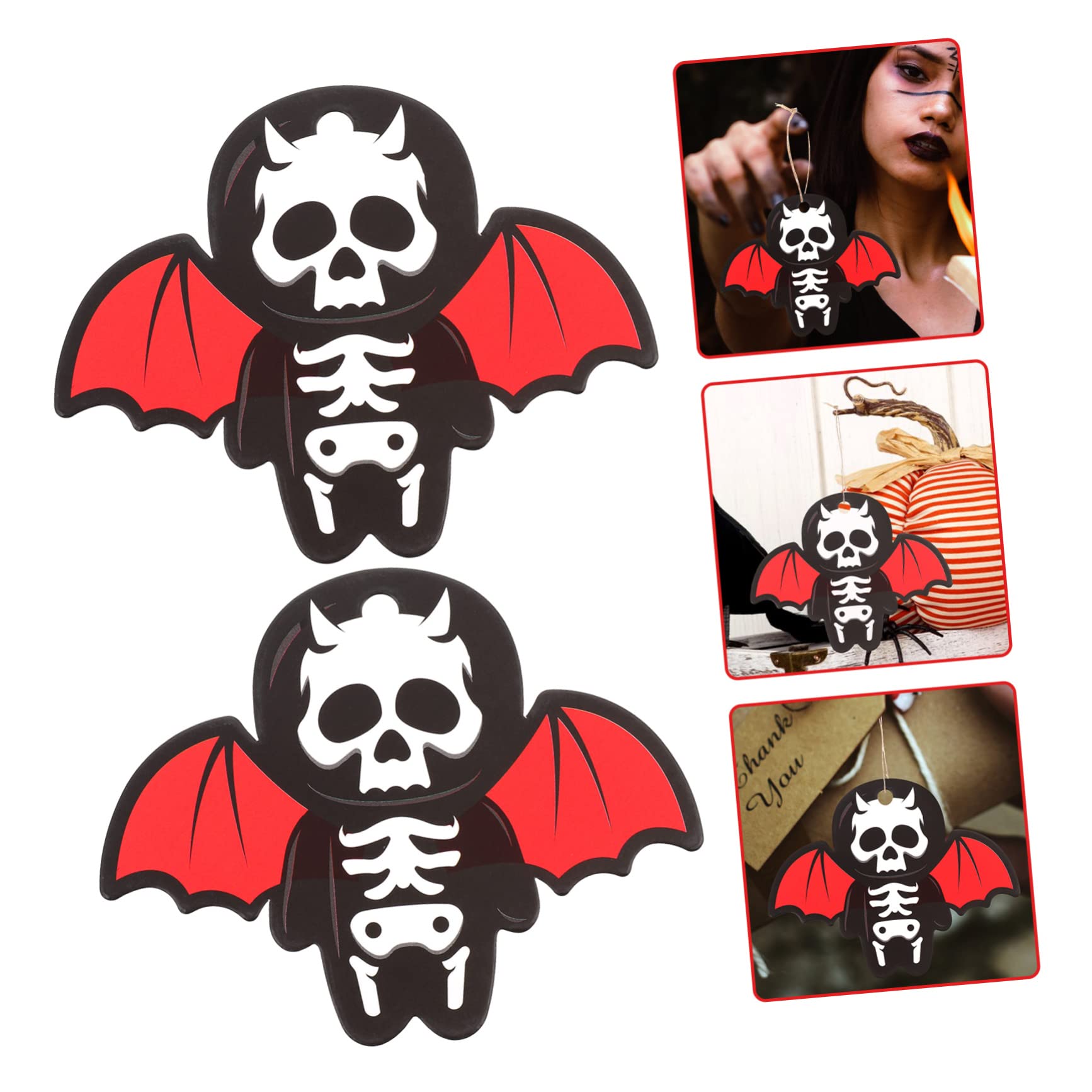 Cabilock 5 Sätze Fledermaus Anhänger Deko Zubehör Fledermäuse Halloween Spinnen Deko Aufkleber Halloween Mini Skelette Trick Or Treat Hängeetikett 100 Stück * 5