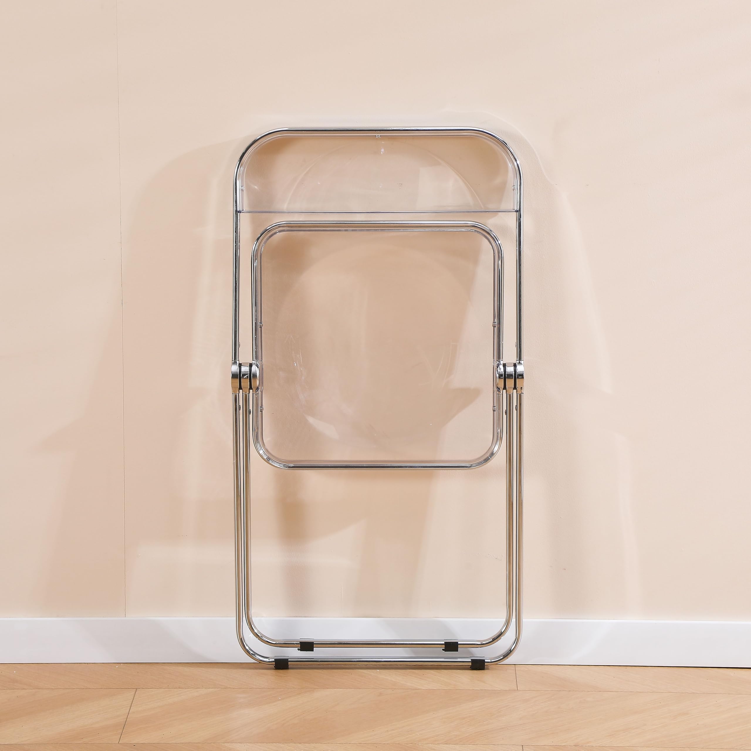 Silla Plegable Transparente, diseño Moderno - Estructura cromada - Adecuada para Comedor, salón, cristalina, Transparente, 48 x 48 x 76 cm