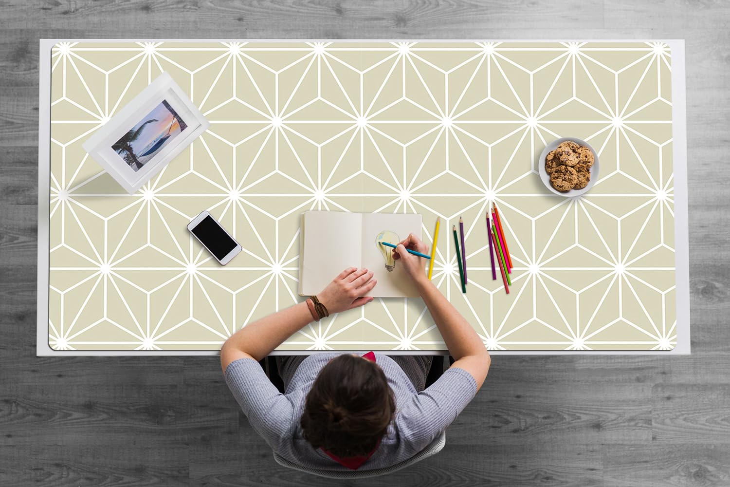 Tapis de jeu étendu de bureau en vinyle PVC durable avec motif géométrique - 8