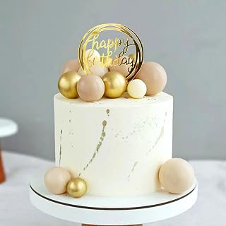 Ball Cake Toppers Simplicity Khaki White Ball Cake Toppers DIY Cake Insert Topper Foam Cake Balls Baking Decoration for Wedding Anniversary Birthday Baby Shower Party Supplies (Khaki White)
