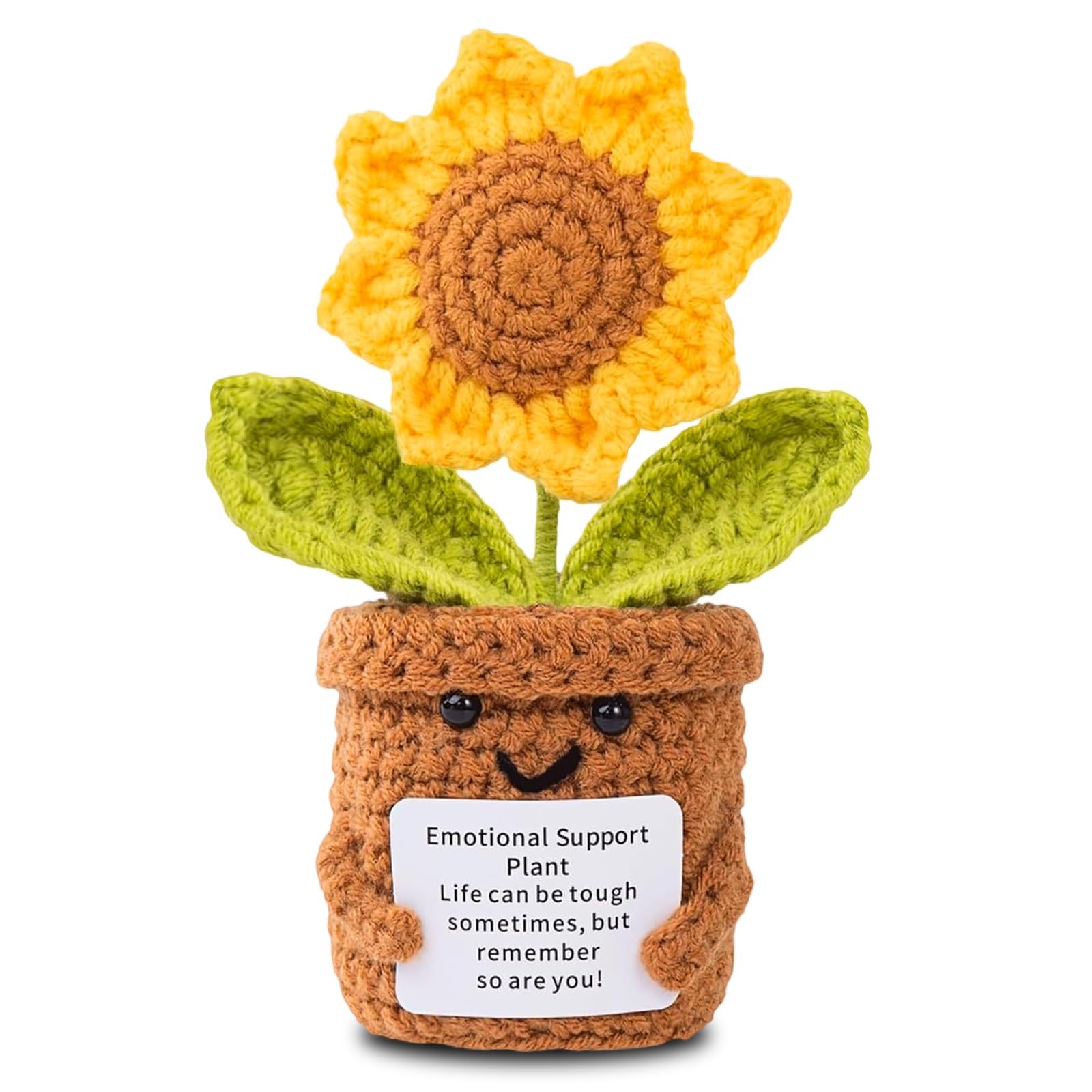 Emotional Support Crochet Sunflower With Card, Emotional Support Gift