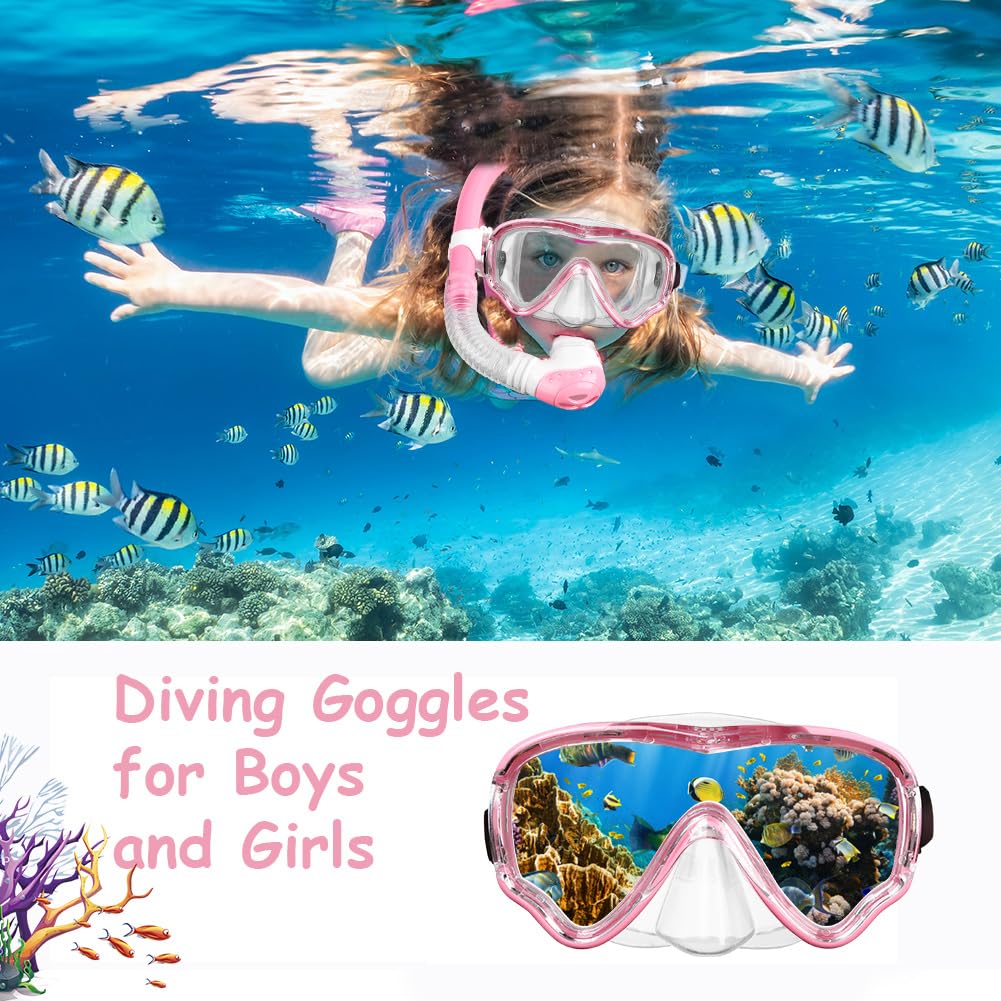 Set da Snorkeling con Boccaglio e Occhiali da Immersione， Anti-Fog Diving Mask, Diving Mask with Large Lenses, per Snorkeling, Diving, Apnea, Nuoto, Unisex