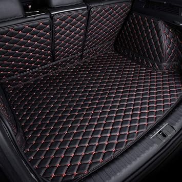 Full Coverage Car Boot Liner Mat for Kia Sportage NQ5 Year 2023-2025, Rear Trunk Protector Mats Leather Waterproof Carpets Cargo Storage Tray,Black-Red