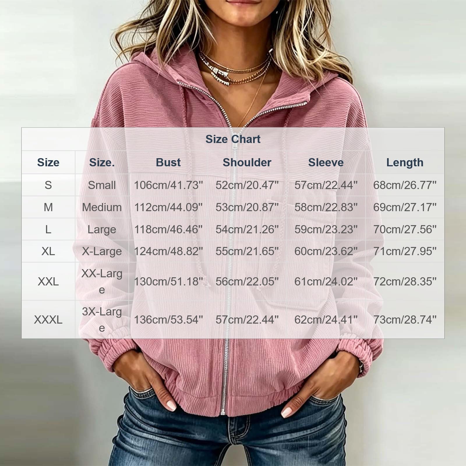 Sweatjacke Damen Kord Kapuzenpullover Vintage Pullover Zip Hoodie Lässige Outwear Atmungsaktiv Kapuzenjacke Dünne Winterpullover Mode Streetwear Retro Pulli Elegante Sweatjacken mit Brusttasche