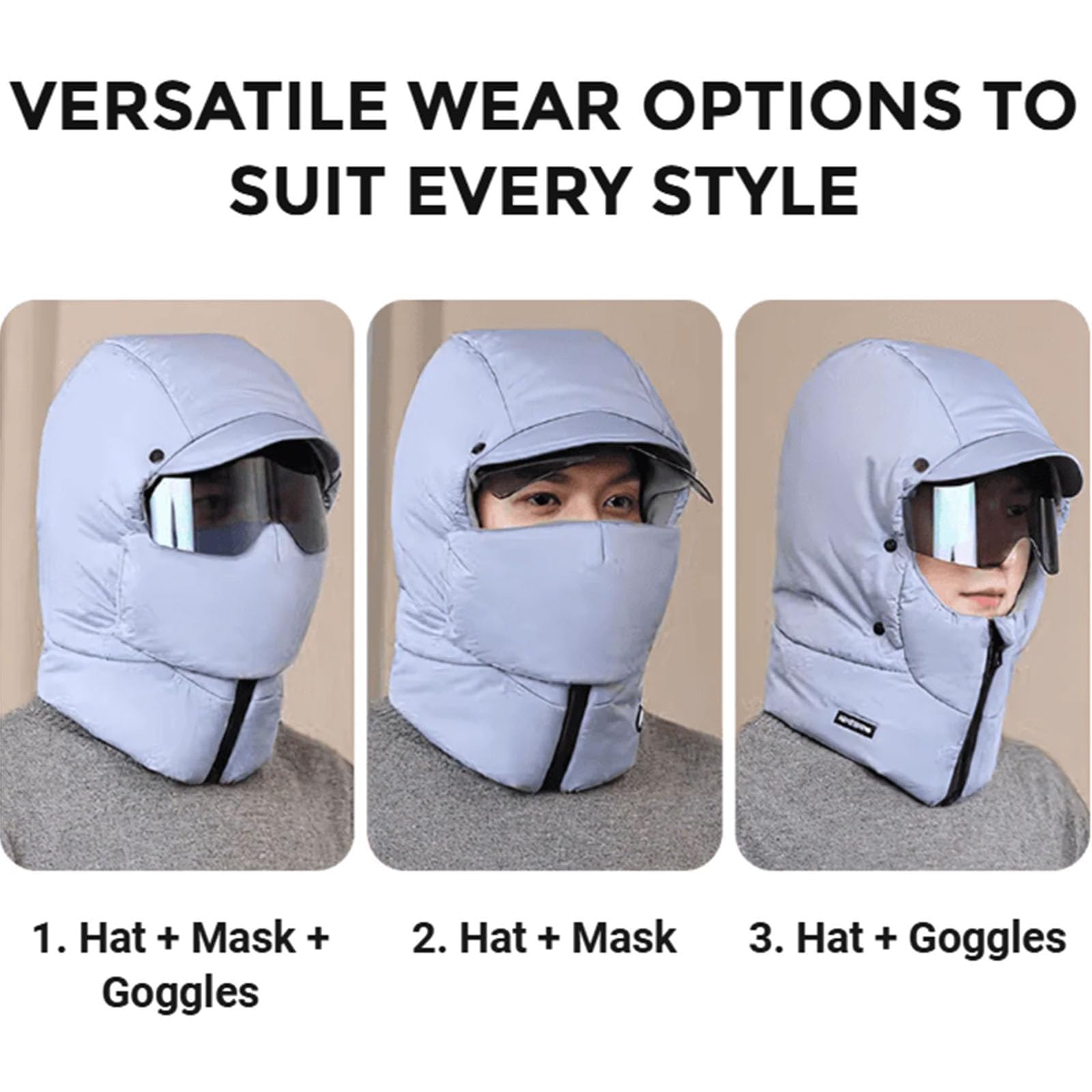 champracer Winter Windproof Full Cover Balaclava with Glasses 4-in-1 Ski Hat, 4 in 1 Waterproof Ski Cap with Removeable Mask, Winter Balaclava with Glasses for Riding, Windproof Ski Masks