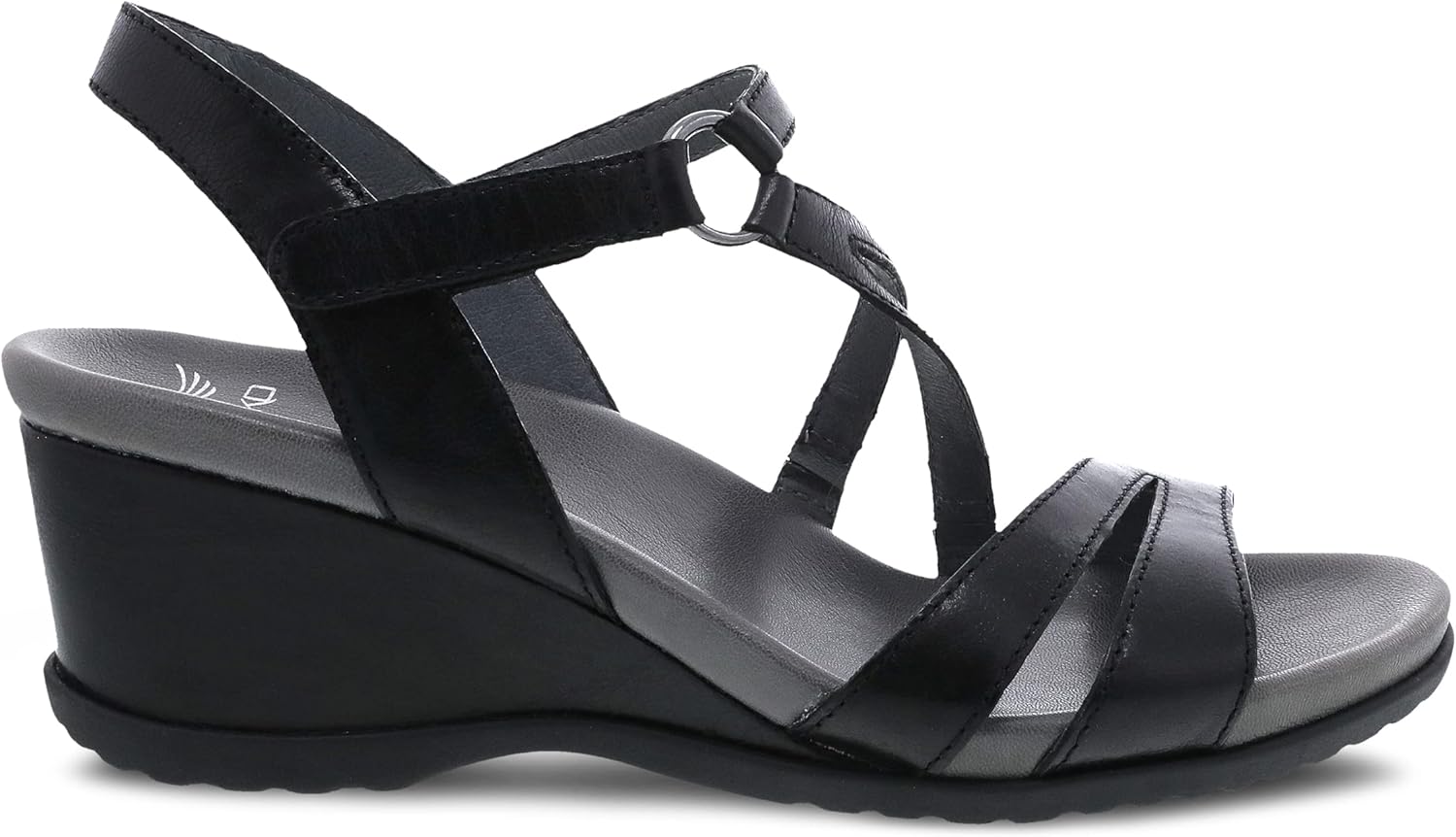 Dansko Addyson Wedge Sandal for Women – Cushioned, Contoured Footbed for All-Day Comfort and Support – Adjustable Hook & Loop Strap with Buckle Detail – Lightweight Rubber Outsole