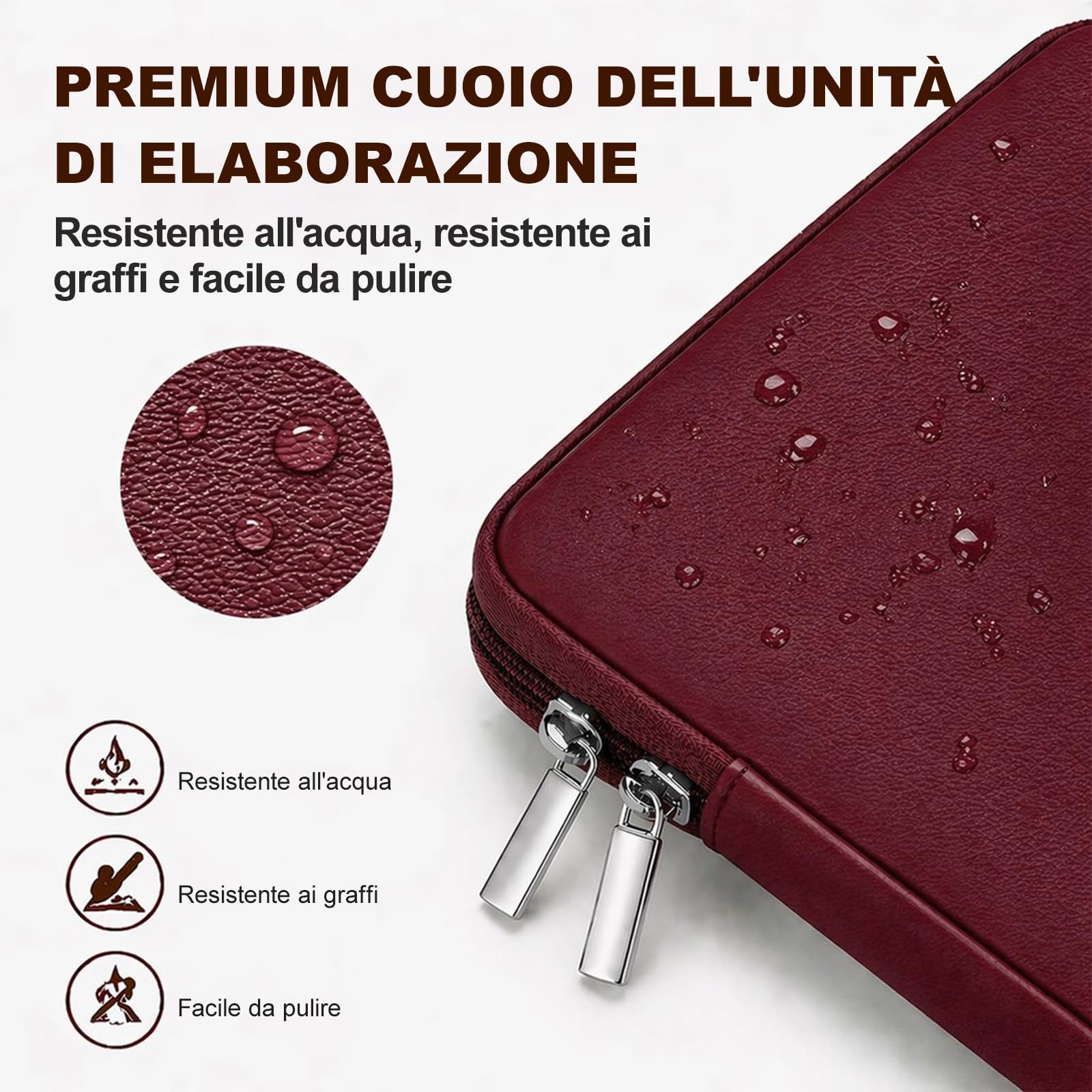 RAINYEAR Custodia morbida in pelle PU per laptop compatibile con MacBook Air 13 pollici (M5 M4 M3 M2 M1 A3449 A3240 A3113 A2681 A2338 A2337), MacBook Neo, MacBook Pro da 13,3 e 14 pollici, Rosso