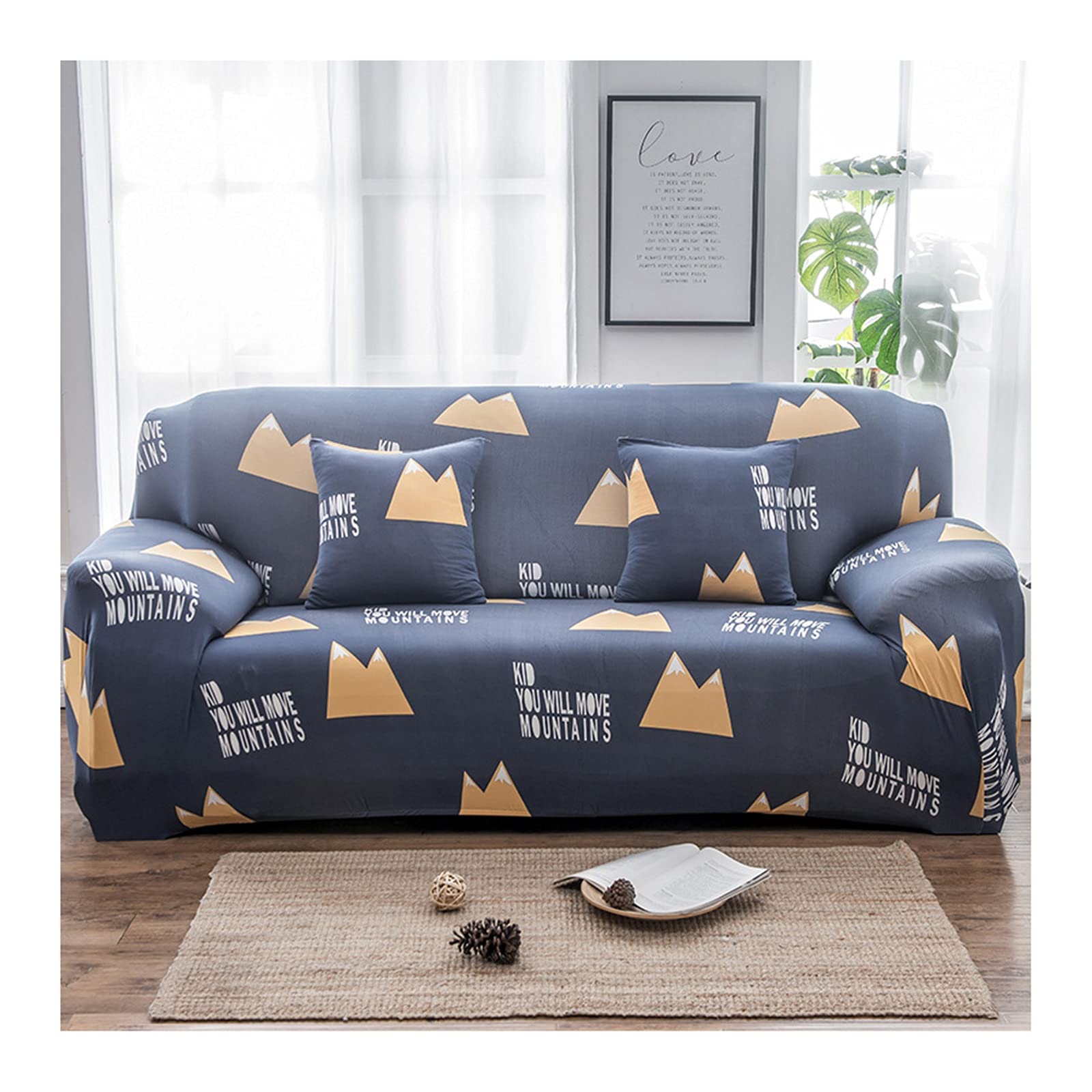 Housse de sofa 4 places style montagne pour créer un coin lecture cosy dans le salon