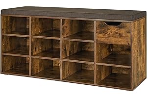 DINZI LVJ Storage Bench with Adjustable Shelves for Entryway and Cabinets