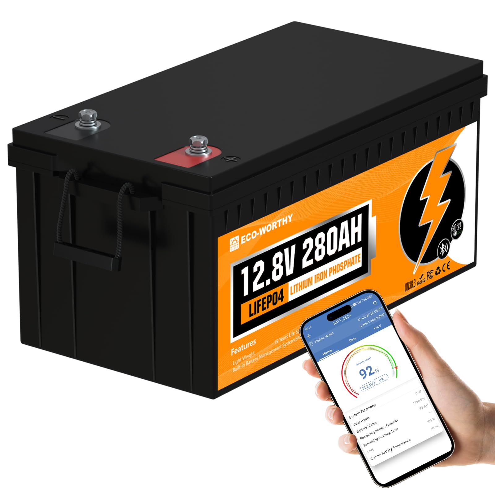 ECO-WORTHY LiFePO4 - Paquete De 2 Baterías De Litio De 12 V