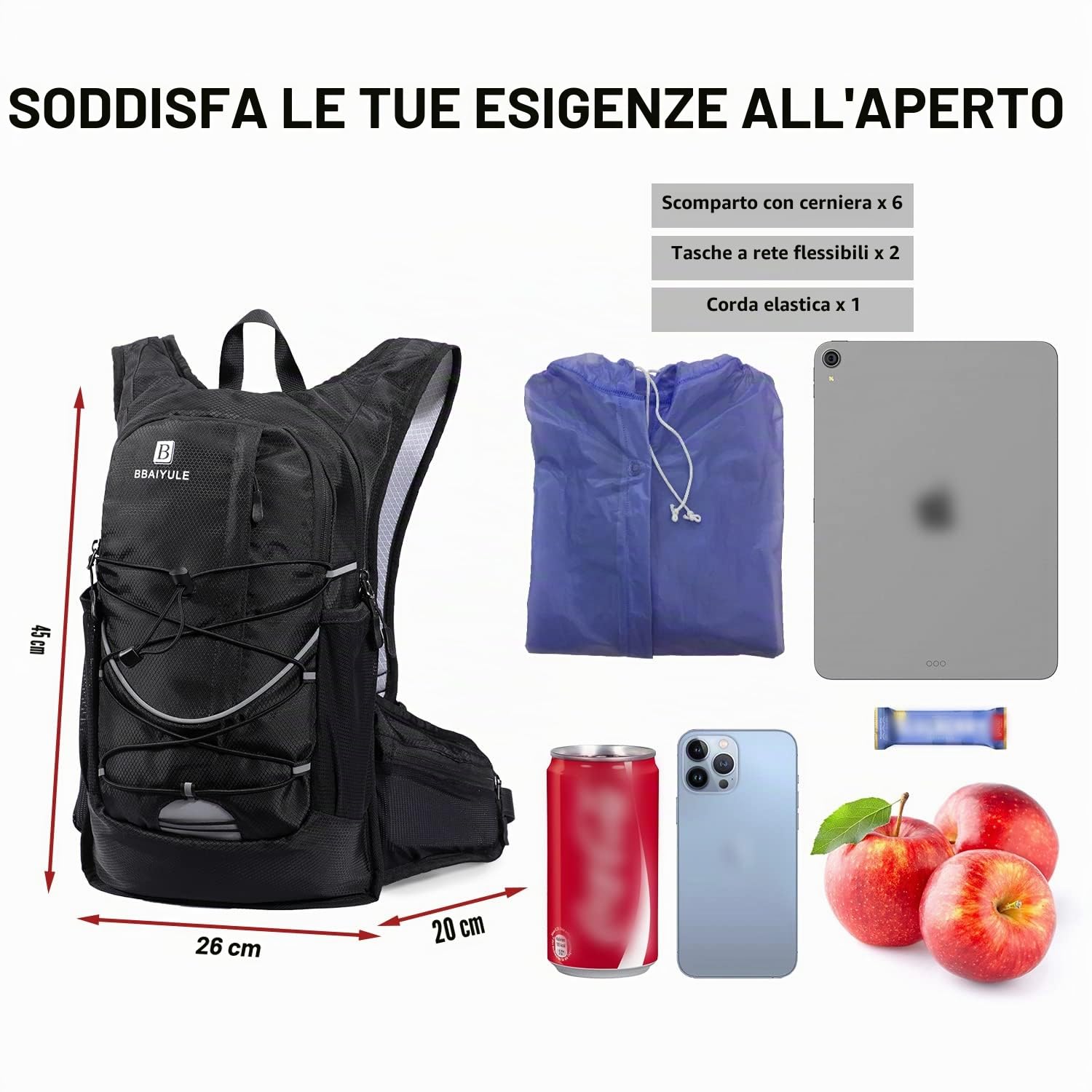 Zaino da bere isolato con bolle d'acqua senza BPA da 2 l, per corsa, escursionismo, ciclismo, arrampicata, campeggio, ciclismo