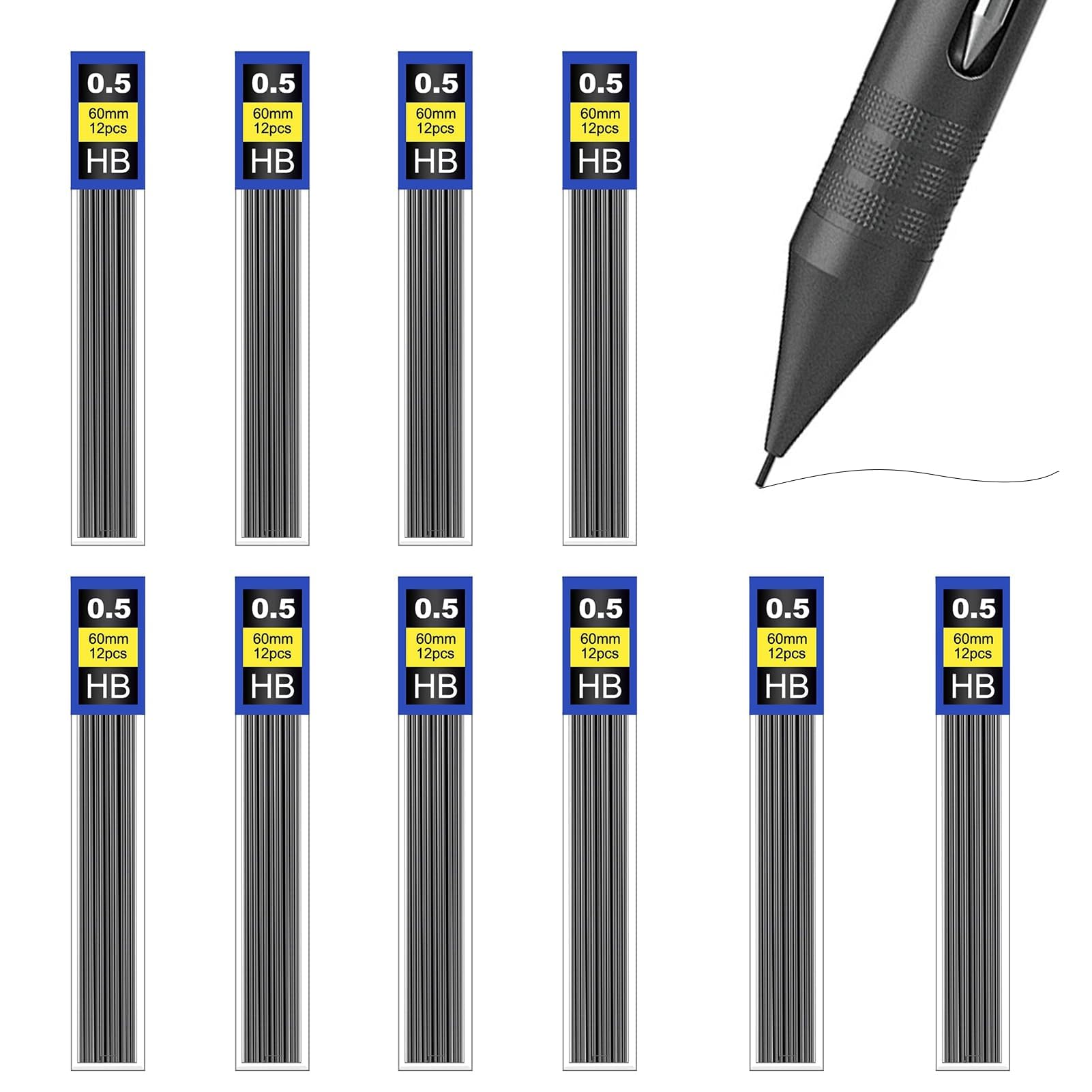 Funver 120Pcs 0.5mm Pencil Lead Refills, HB Mechanical Pencil Refills