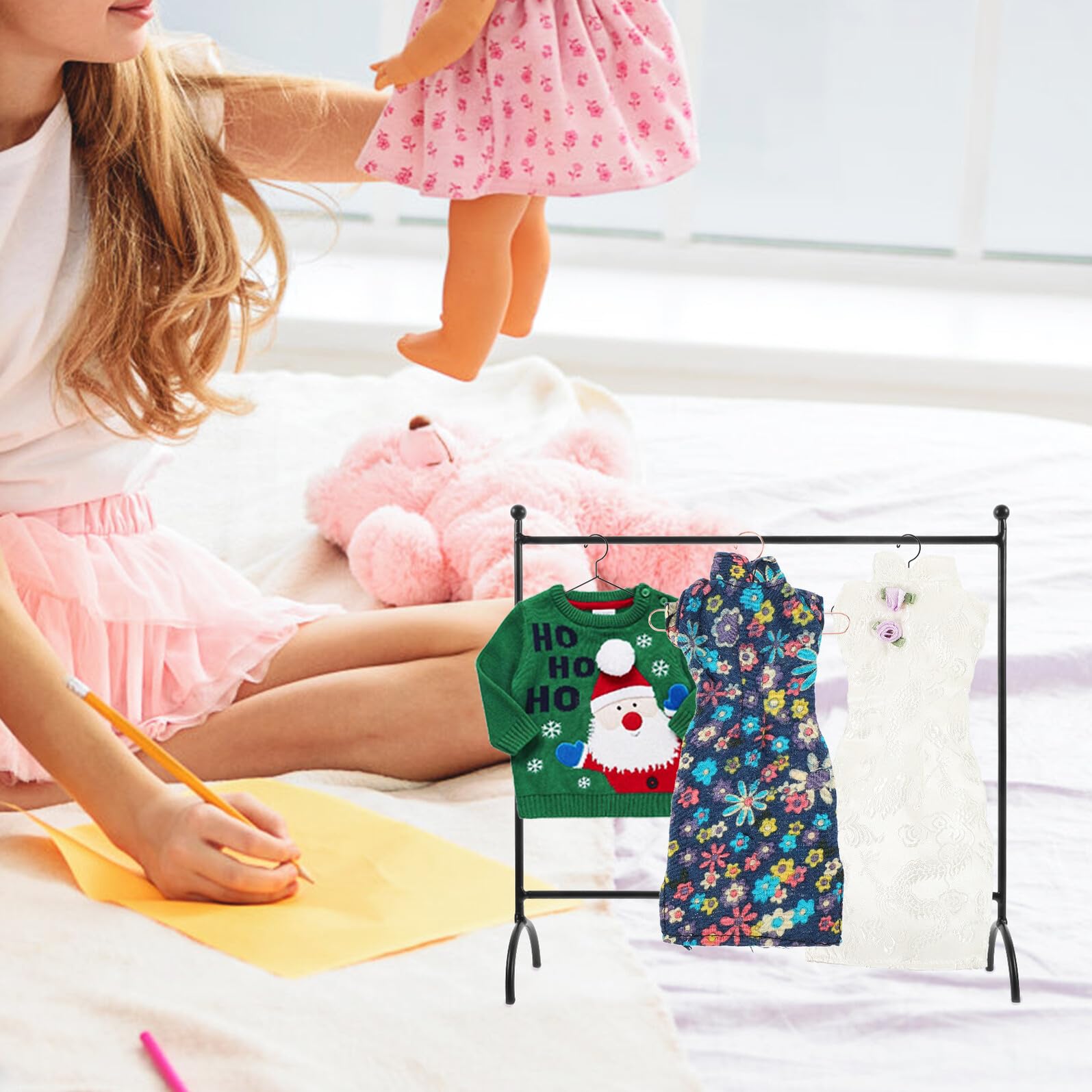ifundom Diseño Simple y Resistente de Metal para Ropa de Muñecas 10 Perchas Pequeñas para Mantener la Ropa Ordenada Arrugas , Adecuado para Exhibir Prendas