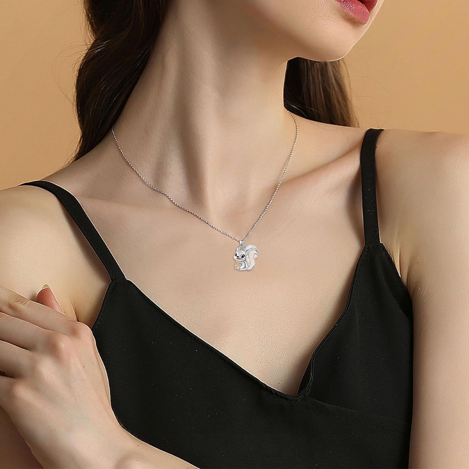 YAFEINI Animal Necklace S925 Sterling Silver Squirrel/Jellyfish/Raven/Duck/Hummingbird/Shark/Butterfly/Highland Cow Pendant Necklace Animal Jewelry Gifts for Women Mom Wife