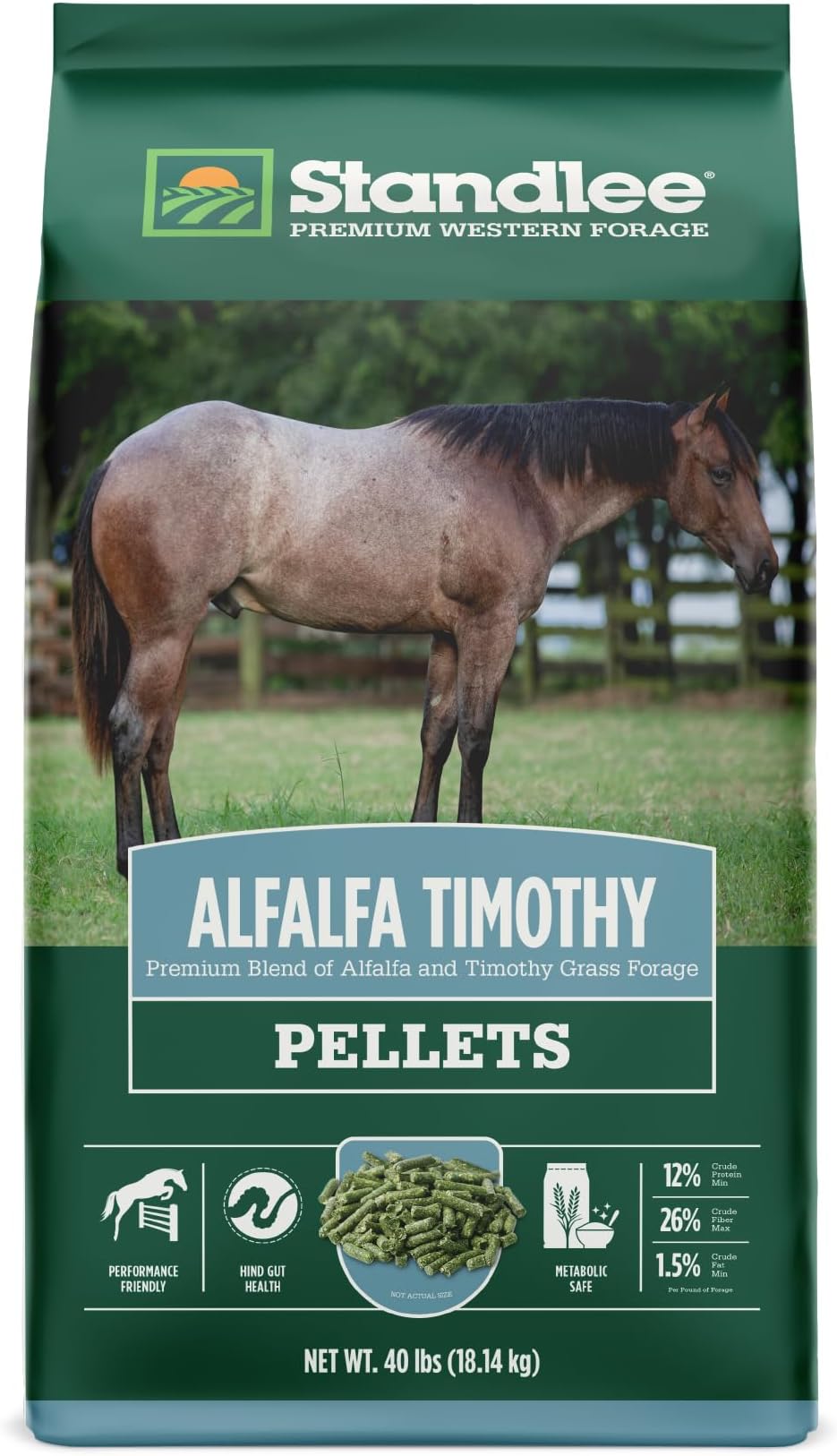 Standlee Alfalfa & Timothy Pellets, Alfalfa & Timothy Horse Feed, 40 lbs
