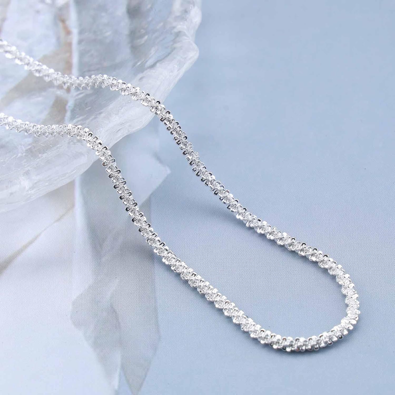 Andelaisi Boho Star Y Lariat Necklace Glitter Gypsophila Necklace Choker Silver Shining Choker Necklace Sparkly Necklace Minimalist Star Chain Necklace Jewelry for Women - Image 5