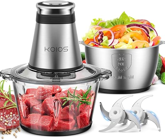 KOIOS Food Processor, 500W Electric Food Chopper with 2 Bowls
