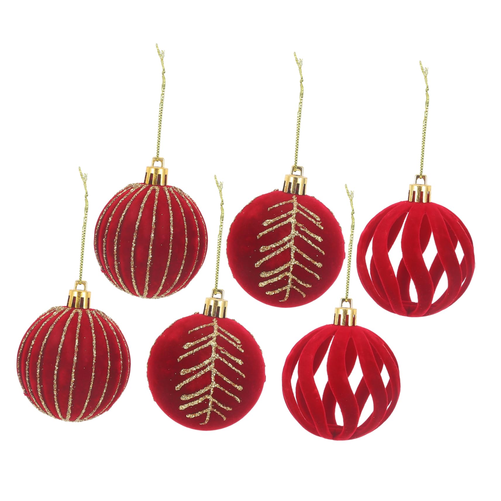 30 STK Christbaumschmuck Kugeln Beflockte Christbaumkugel Weihnachtsbaum-anhänger Schneeflockenkugeln Weihnachtsfeier Anhänger Urlaub Baumkugel Plastik Rot