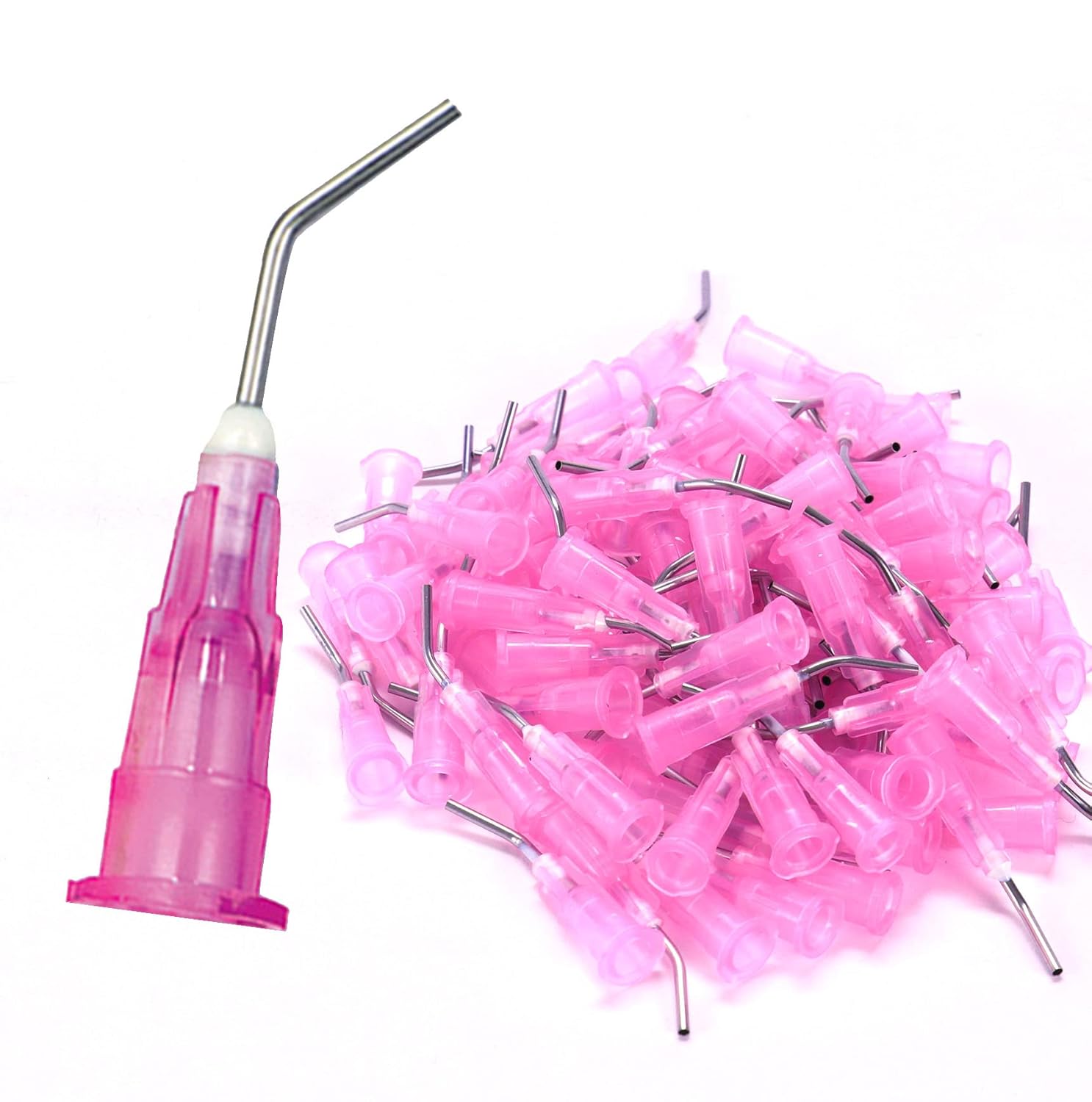 200pkg pre-bent applicator tips 18 ga pink dental prebent cavity liners bases amp composites dispensing needle etchants tips