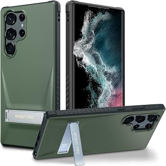 MyBat Pro Beyonder Series for Samsung Galaxy S23 Ultra Case with Stand 6.8", Military Grade Protective Slim Thin Durable Hard Shockproof Slip Proof Cute Solid Case for Men, Green