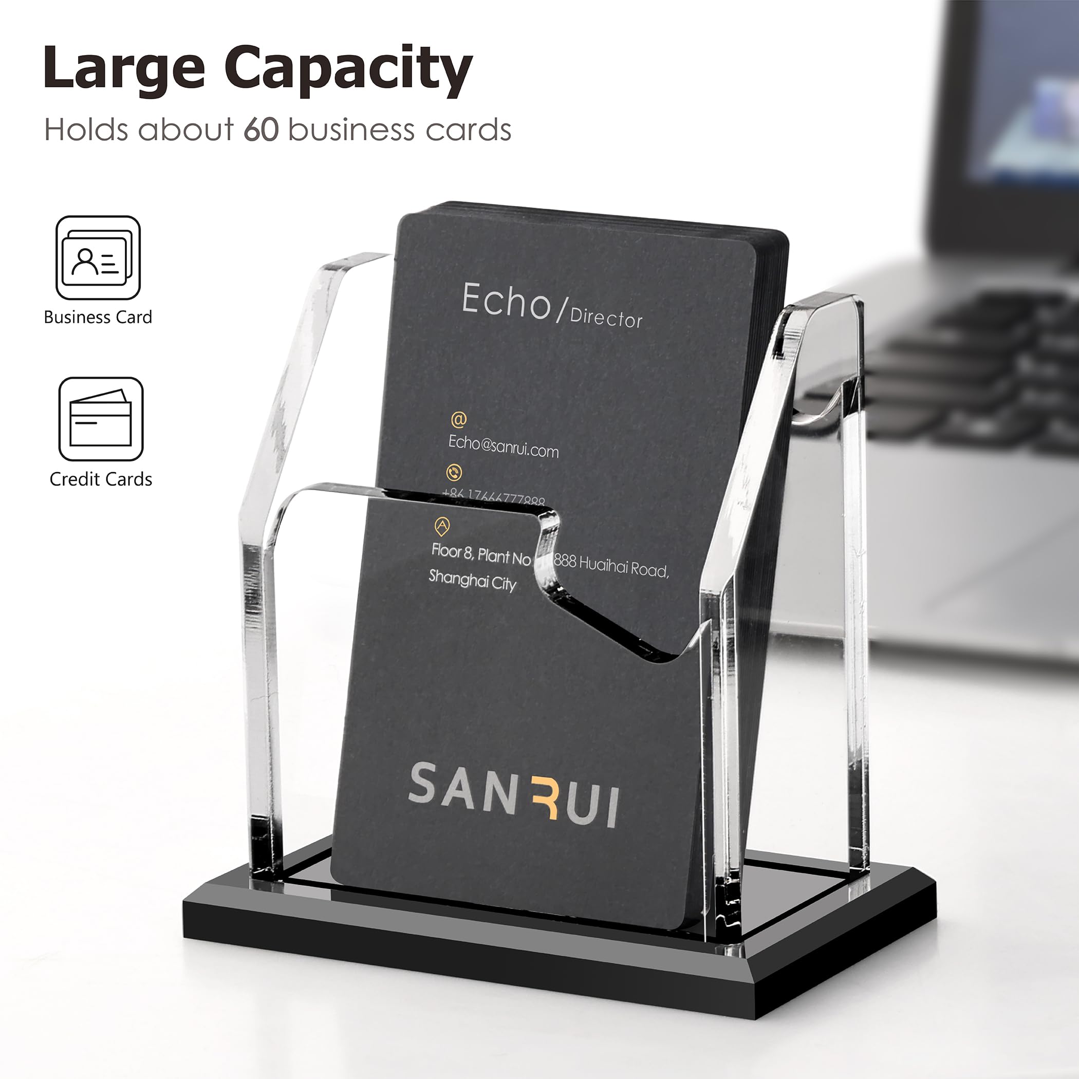 Black Acrylic Business Card Holder - Desk Organizer -8 Black Acrylic Business Card Holder - Desk Organizer -8