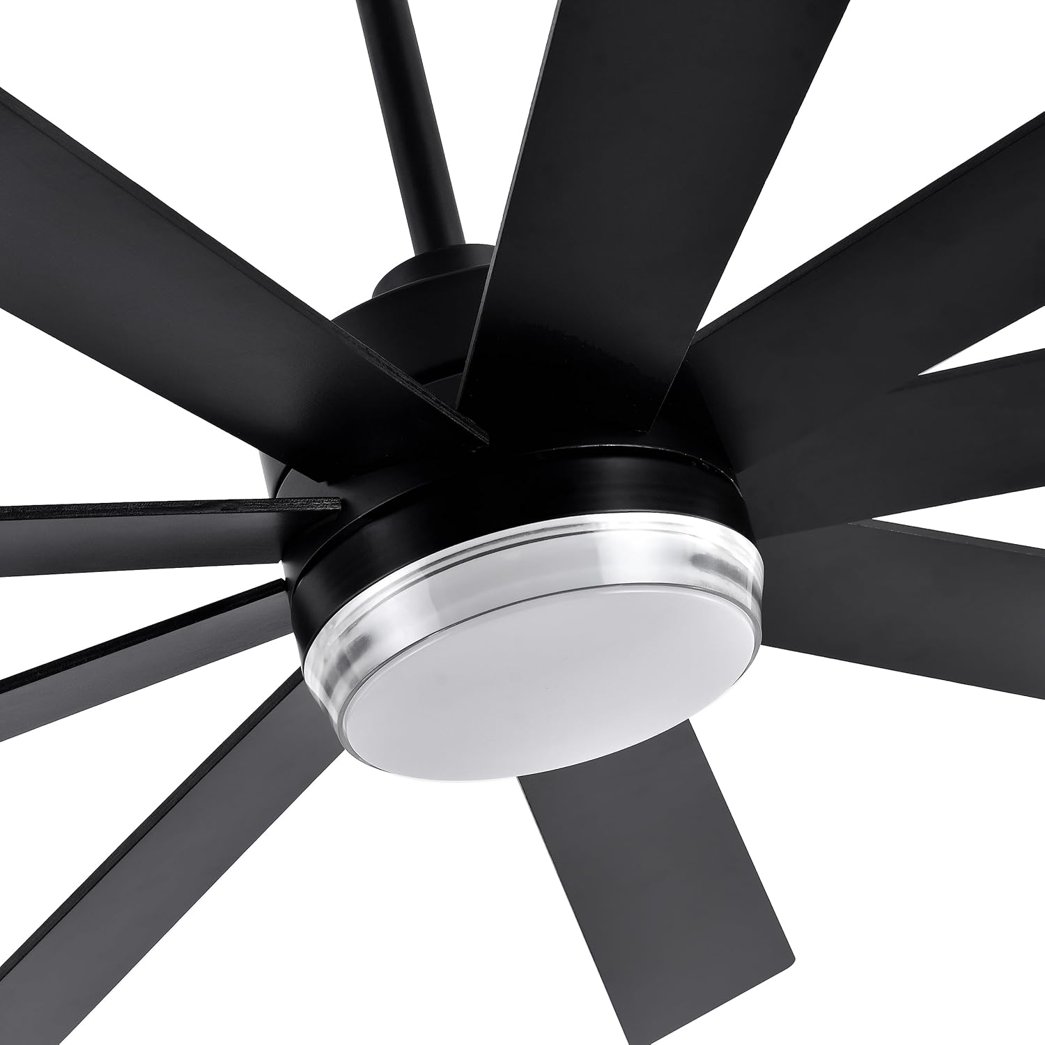 LEDLUX 64" DC Motor Ceiling Fan with Light, 6-Speed Remote Control, Reversible Motor, Modern 9 Blades Black Ceiling Fan with 4.5"/12" Downrods for Home or Commercial, Living Room/Restaurant