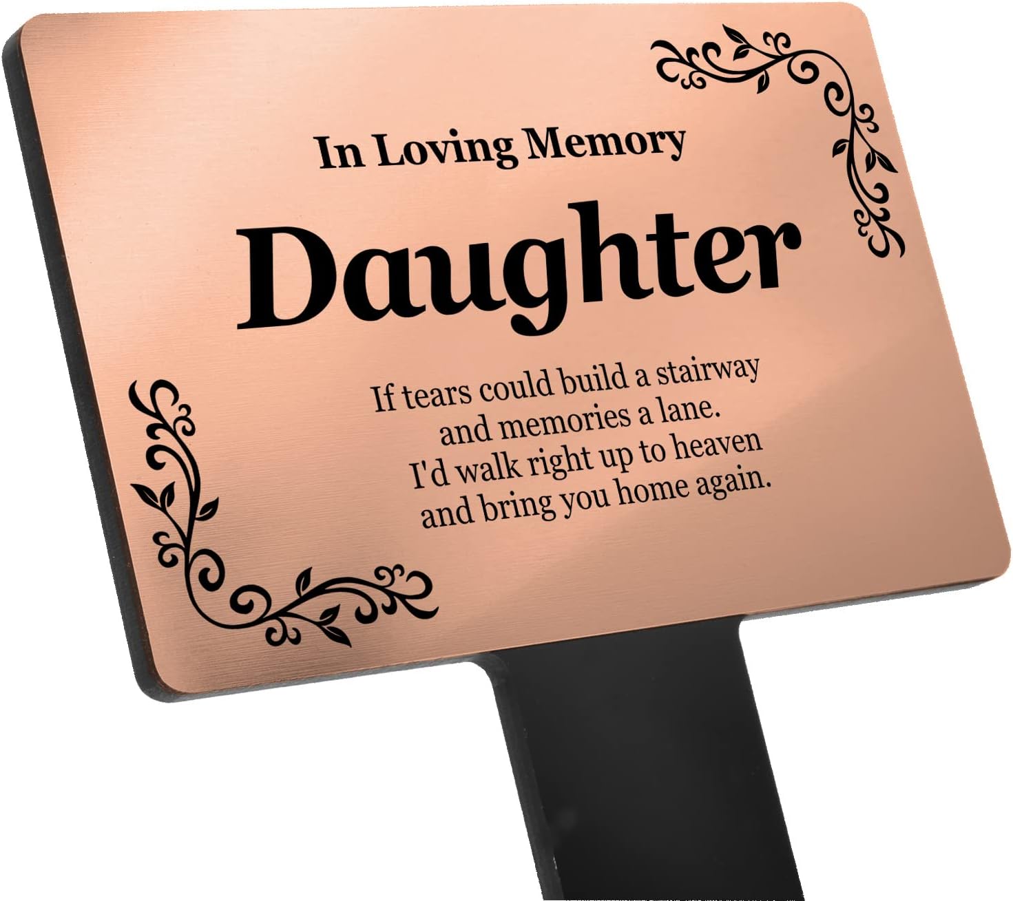 OriginDesigned Daughter Memorial Remembrance Plaque Stake - (Silver/Gold/Copper/Black & White) Waterproof, Outdoor, Grave Marker, Tribute, Plant Marker (Copper)