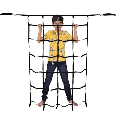 VIXERA Climbing Cargo Net, Ninja Warrior Obstacle Course for Kids, Rope Net Ladder Monkey Bars for Rock Wall Jungle Gyms