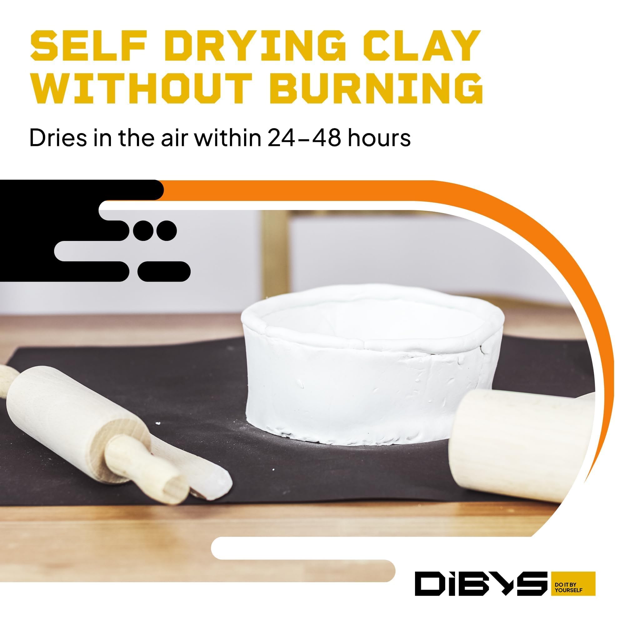 DIBYS Pottery Kit for All | at Home Clay Set with Air-Dry Clay in White, Wooden Tools, Paints, Brushes & Guide | Creative DIY Art Kit with Box for Painting