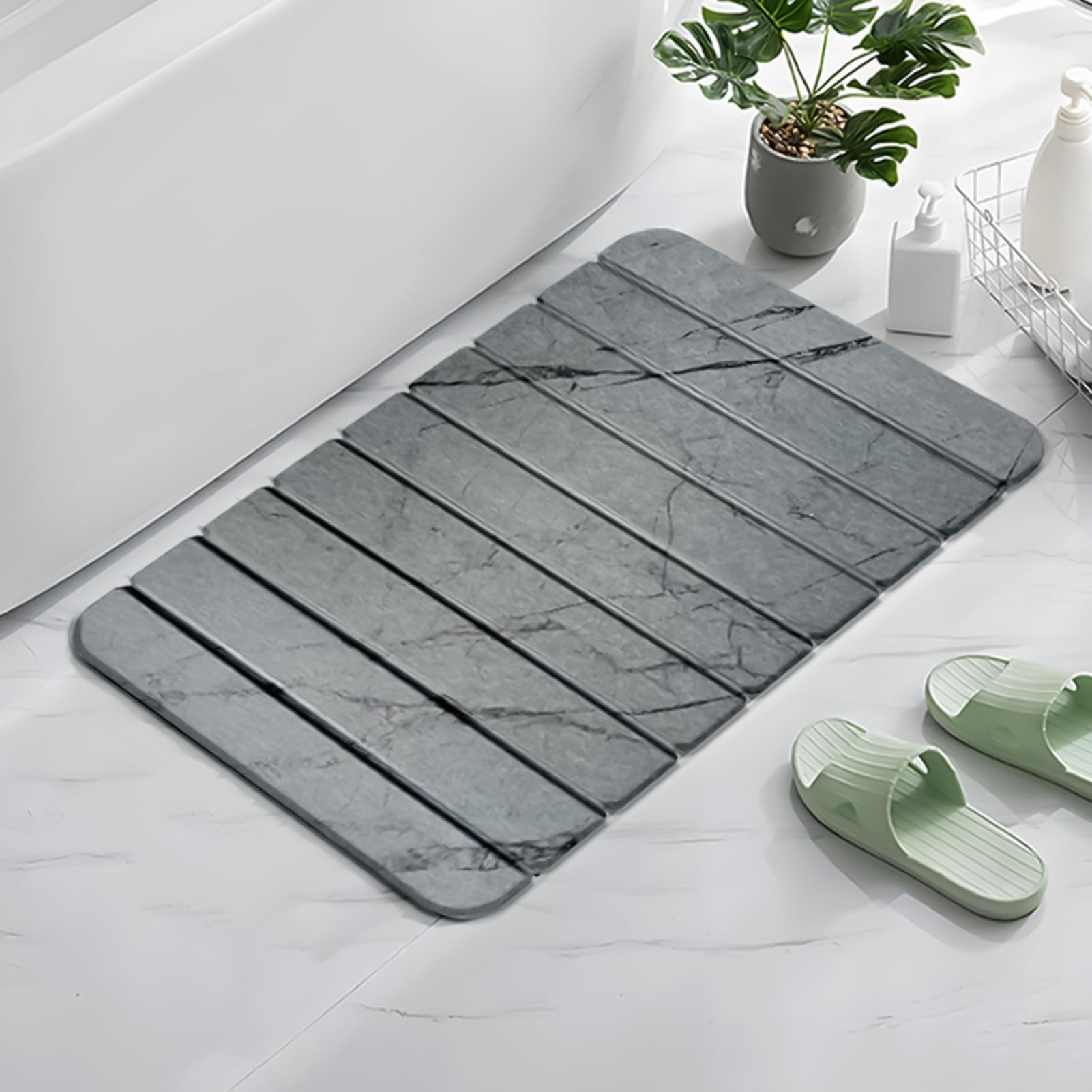 Tapis De Salle De Bain en Pierre Anti-Dérapant en Terre De Diatomées