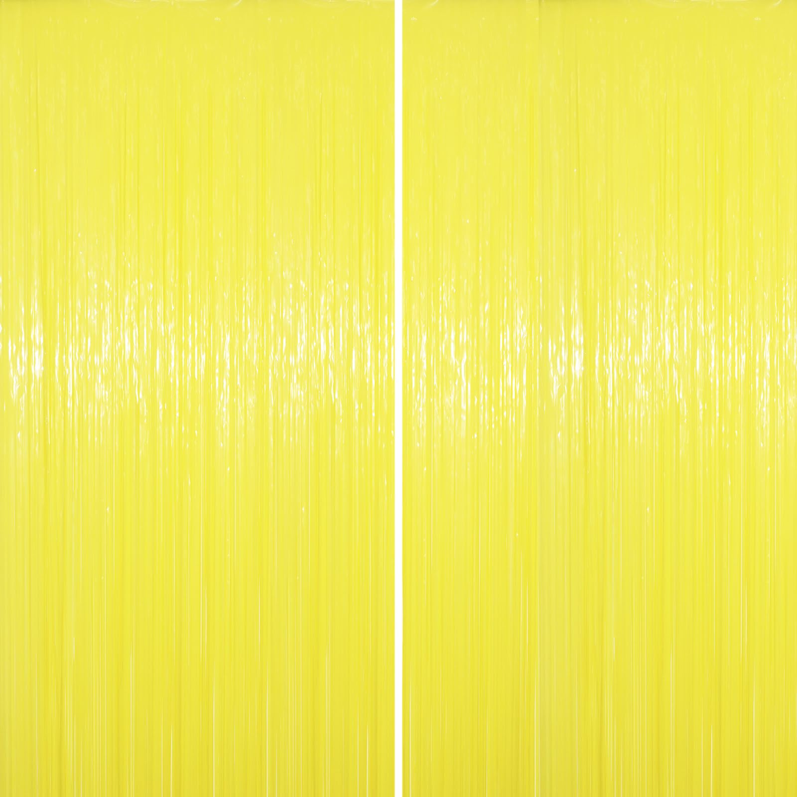 Voircoloria Pastel Yellow Foil Fringe Backdrop Curtains,3.3x6.6ft, 2 Pack | Tinsel Streamers, Door Shimmer, For Baby Shower, Birthday Party Decorations, Graduations, Gender Reveal