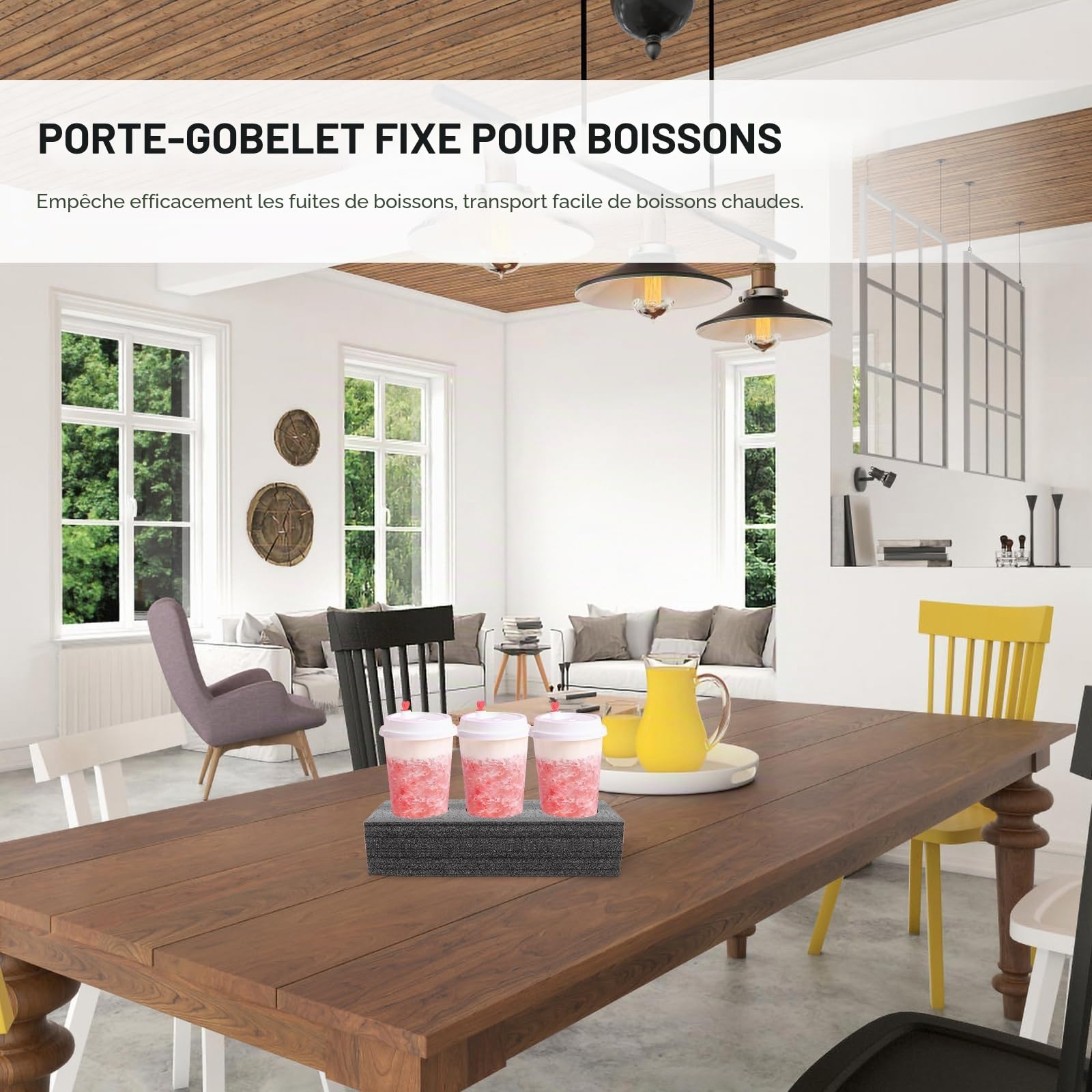 Housoutil Porte-Gobelet En Mousse Pour 3 Tasses Support De Tasse À Café Et Thé À Emporter Organisateur Pratique Pour Voiture Camping-Car Et Bateau 11.6X3.9X2.6 Pouces