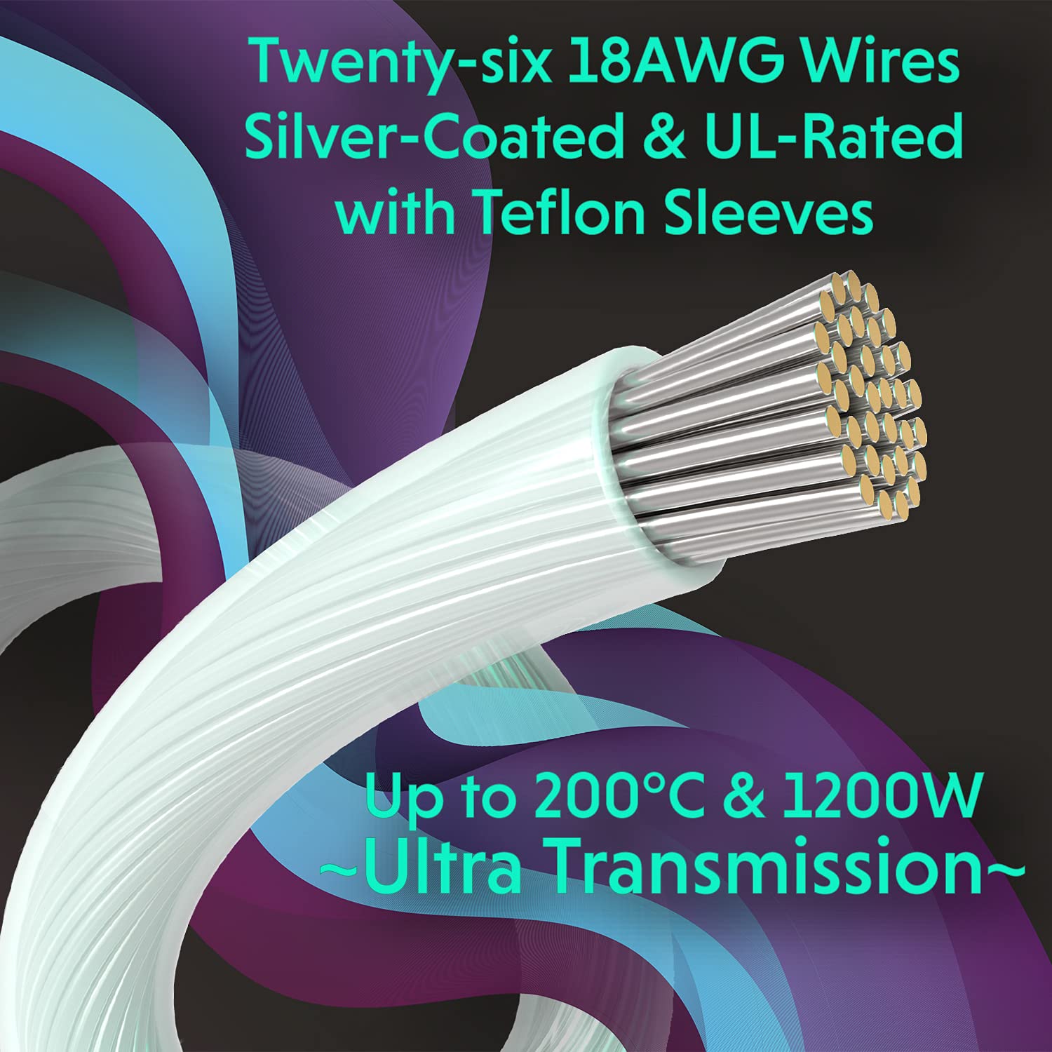 LINKUP - 30 cm 24-Broches (20+4) pour Carte mère Extension de câble PSU 18AWG cuivre sans oxygène Gaine en téflon Personnalisation PC avec Peignes | Pack Individuel | 300 mm - Argent - 3