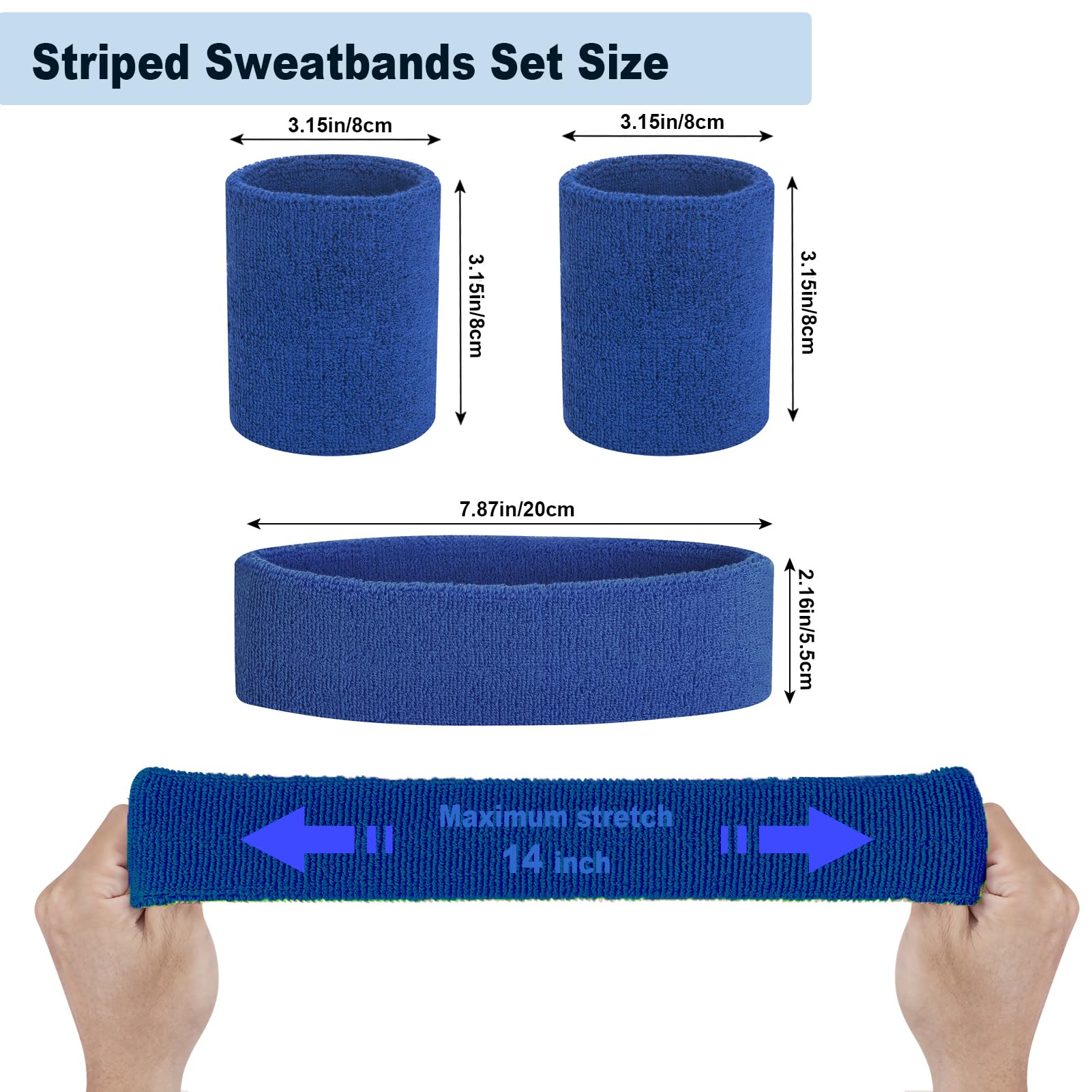 Set Sport Anti-transpiration - 1 Bandeau + 2 Bracelets En Coton, Taille Unique (50-58 Cm), Pour Basket, Tennis, Course