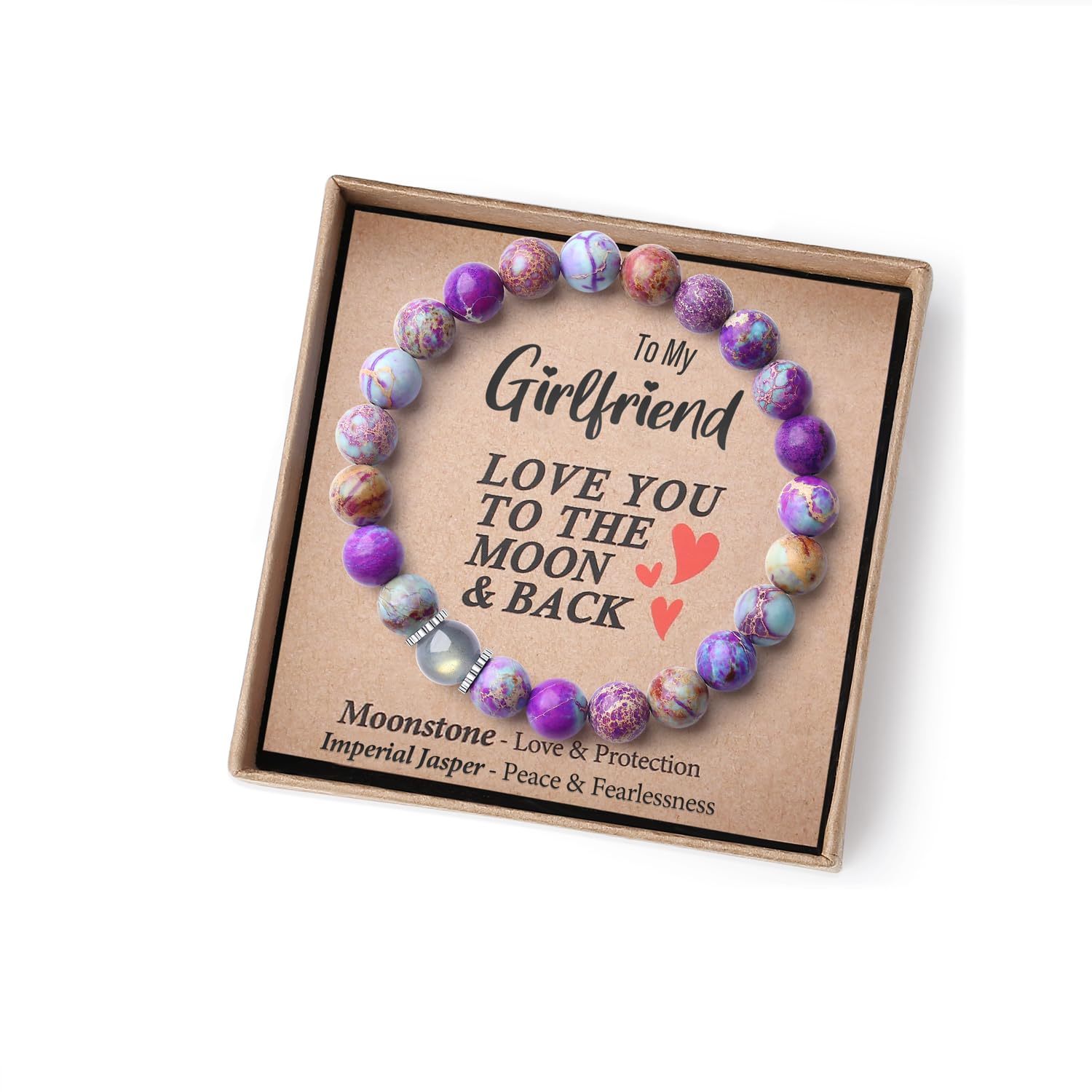 THEMEROL Handmade Gifts for Girls/Women-Love/Protection-Natural Crystal Bracelet for Daughter Granddaughter Niece Sister Mom Aunt Wife