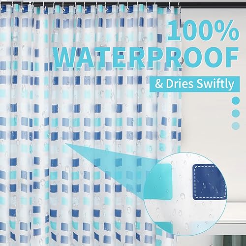 Miniatura 6 de Forro de cortina de ducha impermeable para servicio pesado, calibre 8, PEVA, secado rápido, con ojales de metal inoxidables y ganchos gratis,